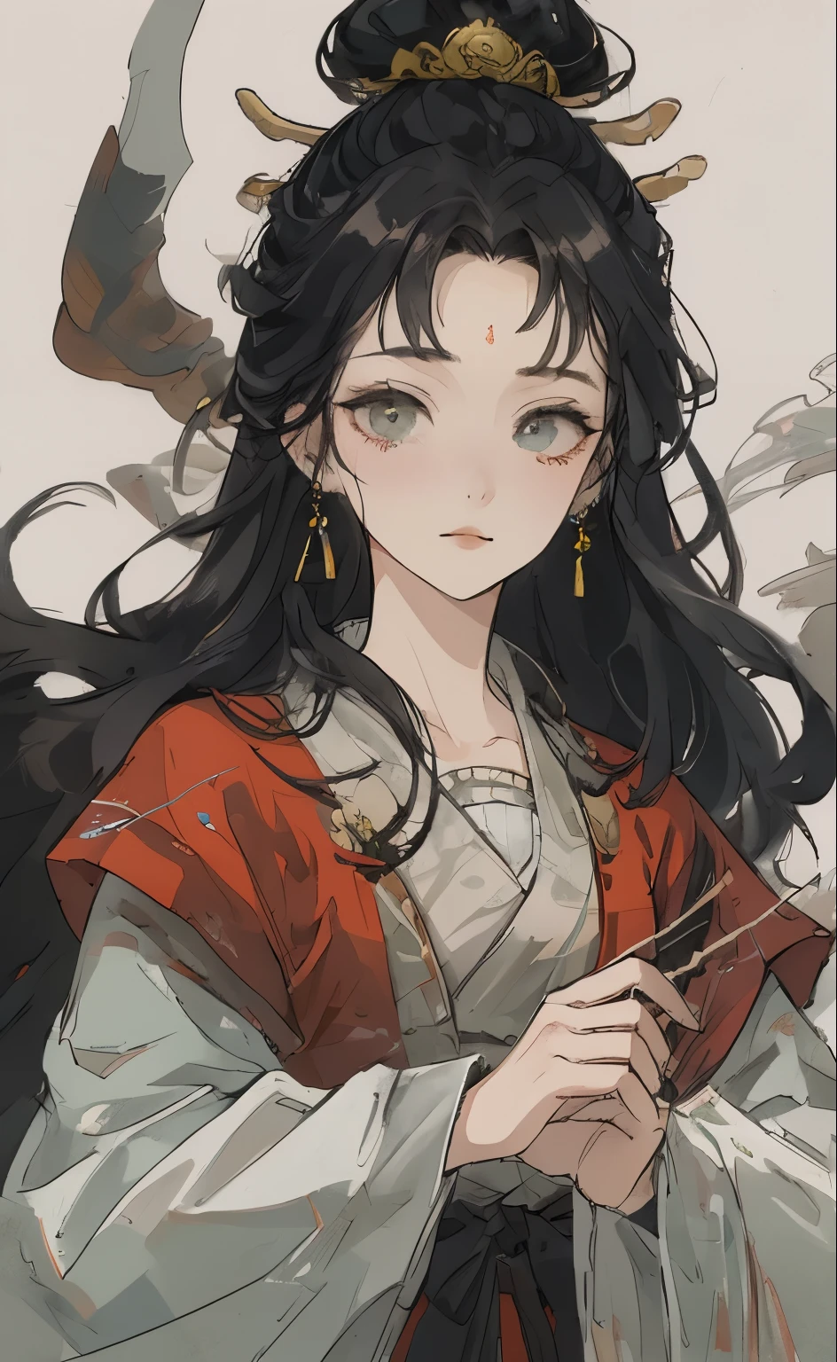A girl, ancient Chinese costume, whole body, sunshine, clear face, clean white background, masterpiece, super detail, epic composition, ultra HD, high quality, extremely detailed, official art, uniform 8k wallpaper, super detail, 32k