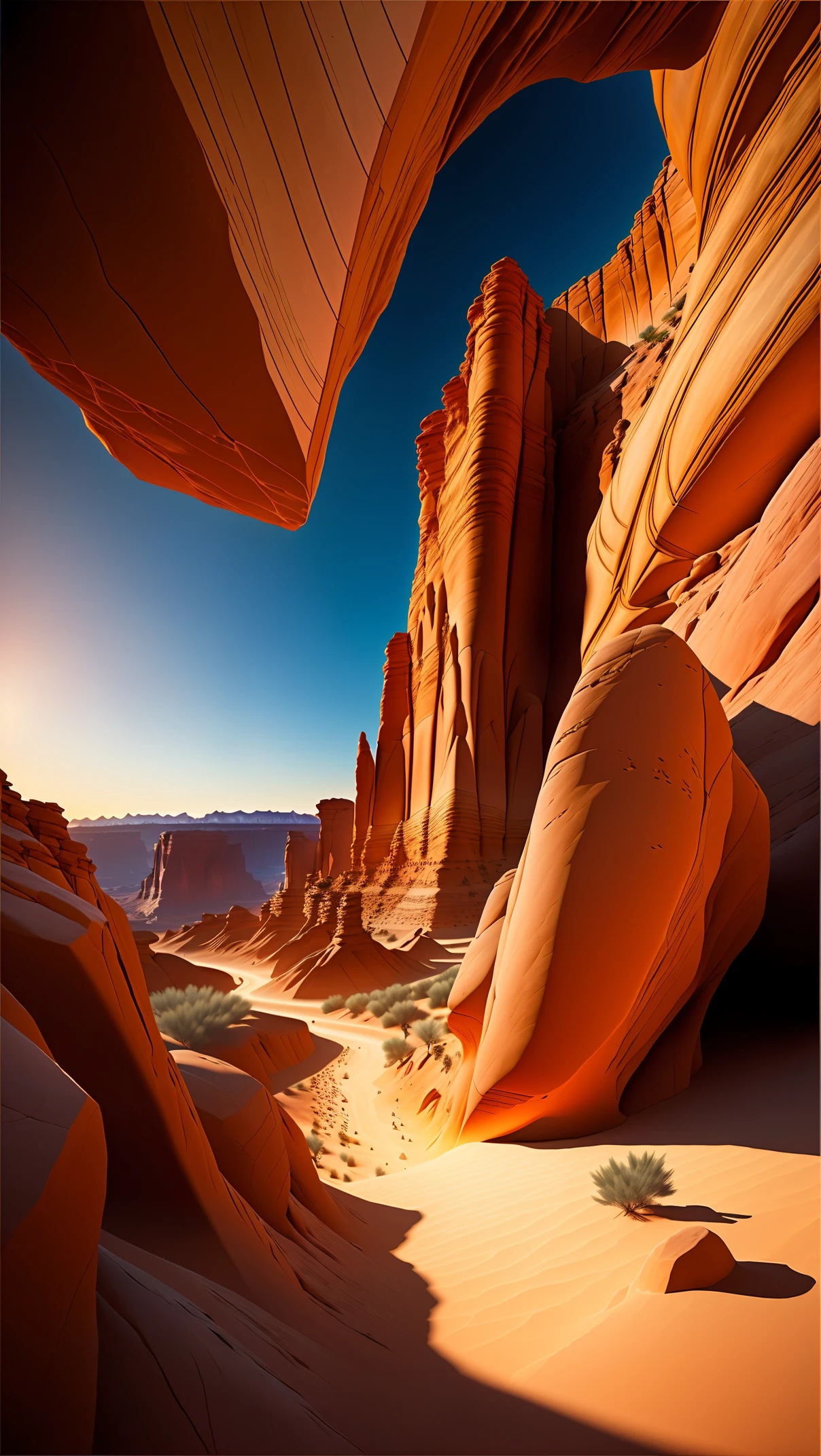 (8K, Live shooting, highest quality, pieces fly: 1.2), High-definition RAW color photo, professional photography, cinematic light, ((desert canyon)), valley of the kings, land without vegetation, dusty plateau, (Rock-cut tombs in a rocky mountain valley), world heritage landscape, at dusk, sunset shining through, Light of the sun, ((desert and rocks, canyon landscape)), (Use wide-angle lens:1.2, film grain), center image, High resolution, high detail, epic movie lighting, lively, hyper real,