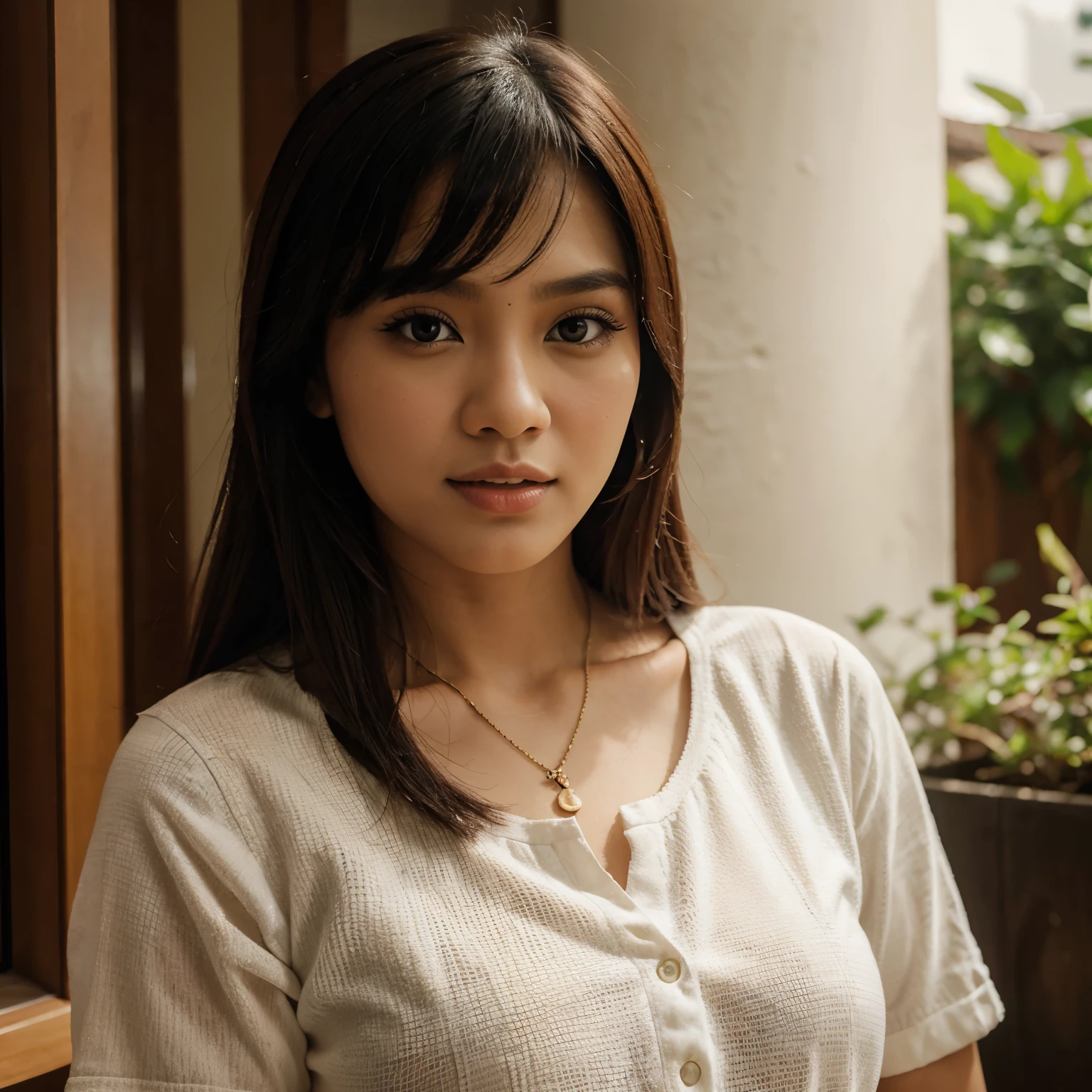 Gambar portrait seorang gadis melayu yang cantik senyum. Portrait. Ultra HD