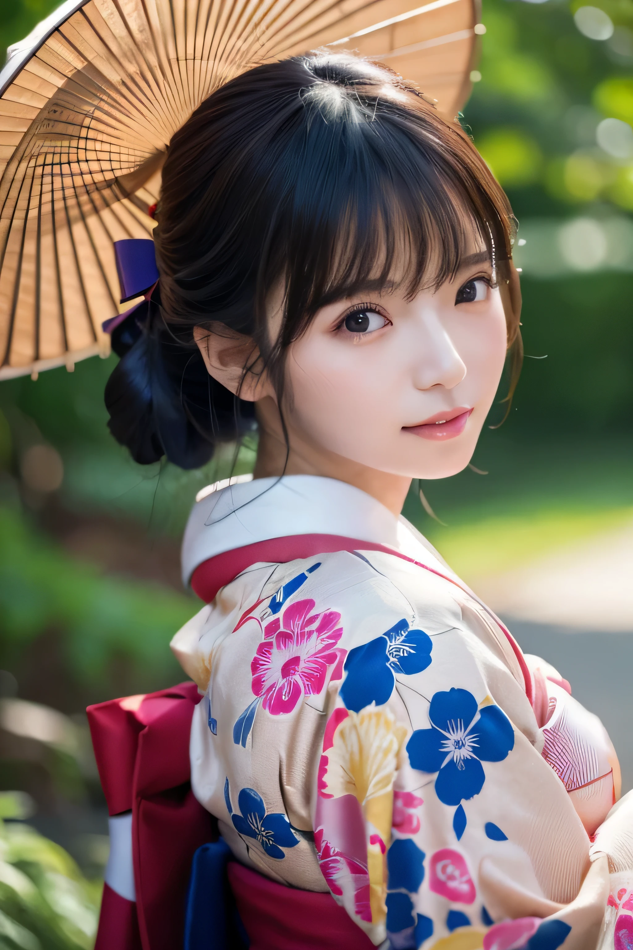 (Kimono)、((35 year old))、randome pose、(top-quality,masterpiece:1.3,超A high resolution,),(ultra-detailliert,Caustics),(Photorealsitic:1.4,RAW shooting,)Ultra-realistic capture,A highly detailed,High resolution 16K human skin close-up、 Skin texture is natural、、The skin looks healthy with an even tone、 Use natural light and color,女の子1人,japanes,,kawaii,A dark-haired,Middle hair,,smil,,(depth of fields、chromatic abberation、、Wide range of lighting、Natural Shading、)、