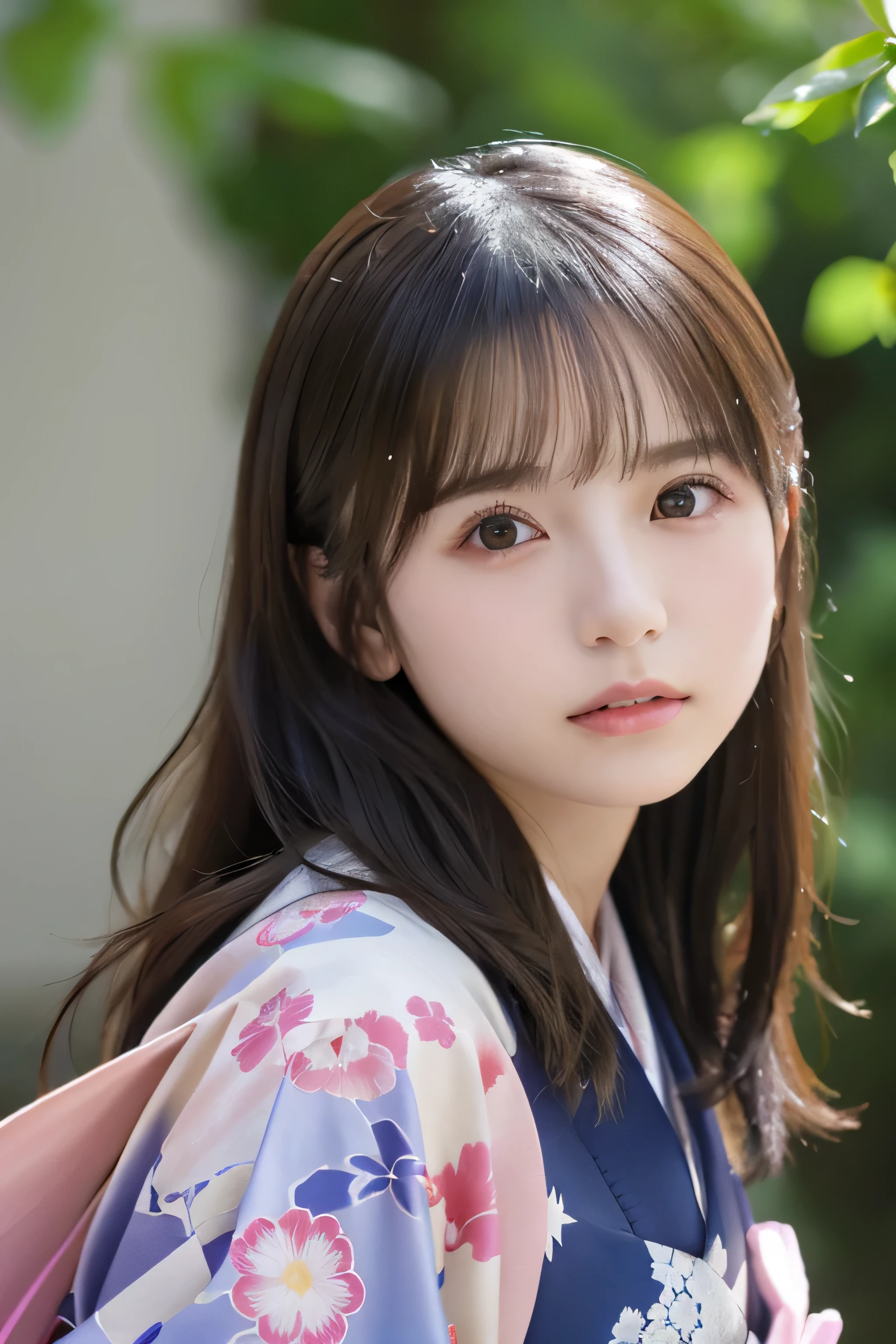 (Kimono)、(())、randome pose、(top-quality,masterpiece:1.3,超A high resolution,),(ultra-detailliert,Caustics),(Photorealsitic:1.4,RAW shooting,)Ultra-realistic capture,A highly detailed,High resolution 16K human skin close-up、 Skin texture is natural、、The skin looks healthy with an even tone、 Use natural light and color,女の子1人,japanes,,kawaii,A dark-haired,Middle hair,,smil,,(depth of fields、chromatic abberation、、Wide range of lighting、Natural Shading、)、Yuki