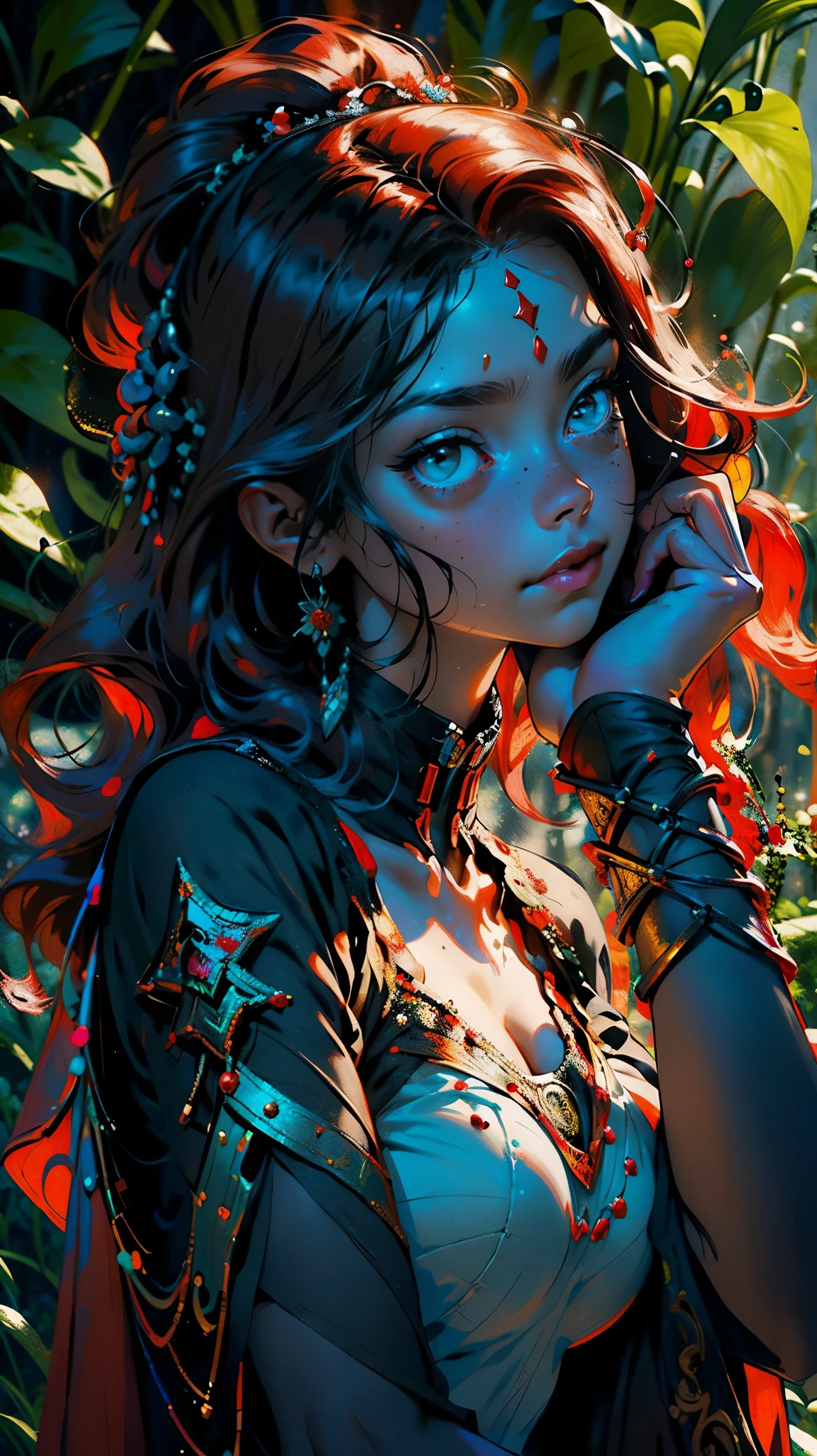 (((La mejor calidra detallado))), (((obra maestra))), illustration,(La nube de sangre roja oscura flota en el aire,the red bat,magia de sangre),1girl,sexo, Cara perfecta,One of her hands waved a whip, volumetric illumination,Chica sexoy wowdk,sonrisa loca,lluvia de sangre roja, Cuervo,cementerio, fantasy, underground castle, ((colores apagados, noche, oscuridad)), maquillaje, mascara,translucent skin, Semitonos,nube,luz_particuls,Eldenrinalenia\) 1girl, casco alado, Capa roja, (Malenia_hoja:1.3), Ojos cubiertos, sangre,Pelo rojo,(maldito_izquierda_brazo:1.3)