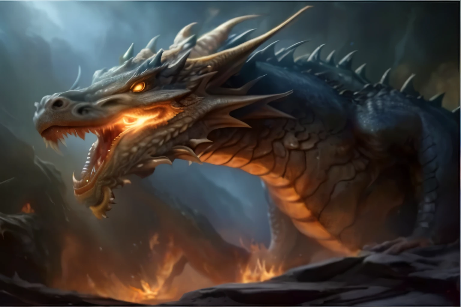 a dragon with its mouth open and glowing eyes, epic dragon, ''dragon breathing fire, dragon breathing fire, legendary dragon, dragon art, fire dragon, fire breathing dragon, firebreathing dragon, dragon with scars, a dragon, dragon portrait, dragon blowing fire above, fire flaming dragon serpent, chinese dragon concept art, ultraterrestrial dragons, european dragon