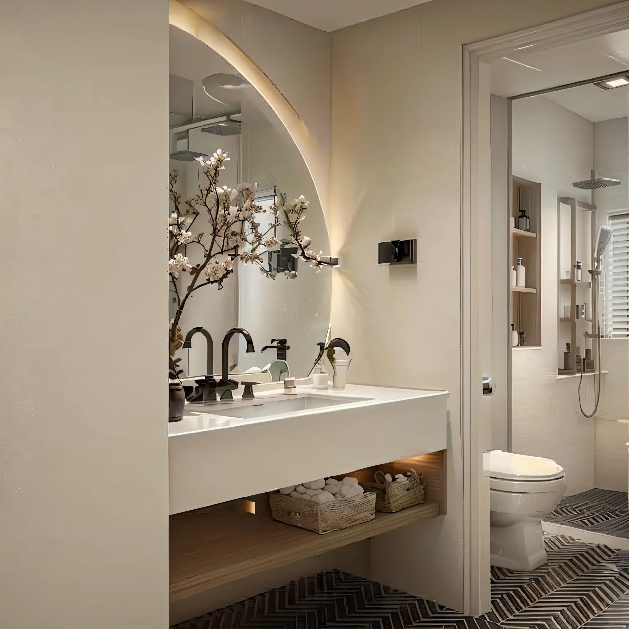 there is a bathroom with a sink and a toilet in it, modern bathroom, clean and pristine design, interior of a bathroom, functional and elegant look, clean and , pristine and clean design, premium bathroom design, high-quality render, clean and neat, bathroom, neat and tidy, clean and design, clean lines, professional render, beautifully detailed render