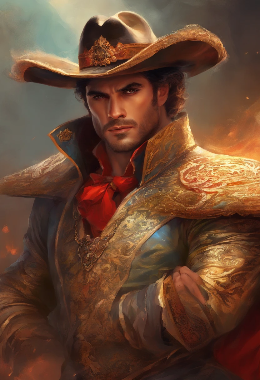 ((A Baroque painting of a beautiful bullfighter, with a masculine face and wild eyes, a hypnotic and sensual man, a true God, the most beautiful man in Spain)),((with typical bullfighter clothes with Spanish from the Victorian Era)), ((attractive man)), ((1 strong, macho bullfighter, looking at camera)),1 18 year old boy, , ((wild and challenging eyes)), ((lascivious full body)), ((beautiful, muscular legs )), ((beauty body,)), top quality、Official Art、great aesthetics:1.2)、best quality, ultra hd, 32k、(Fractal Art:1.3)、 Coloring、but high detailed ((masculine evil villain)), Masculine and strong, full body shot, looking at camera, ((fighting with a bull in an arena, in the bullring in Seville, Spain)) highly detailed