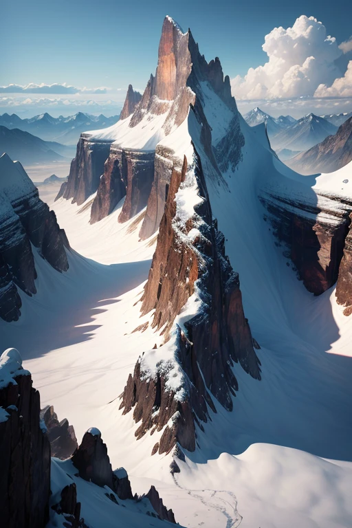 Best quality, masterpiece, ultra high res, (photorealistic:1.4), raw photo, mountains, above sky, clouds,