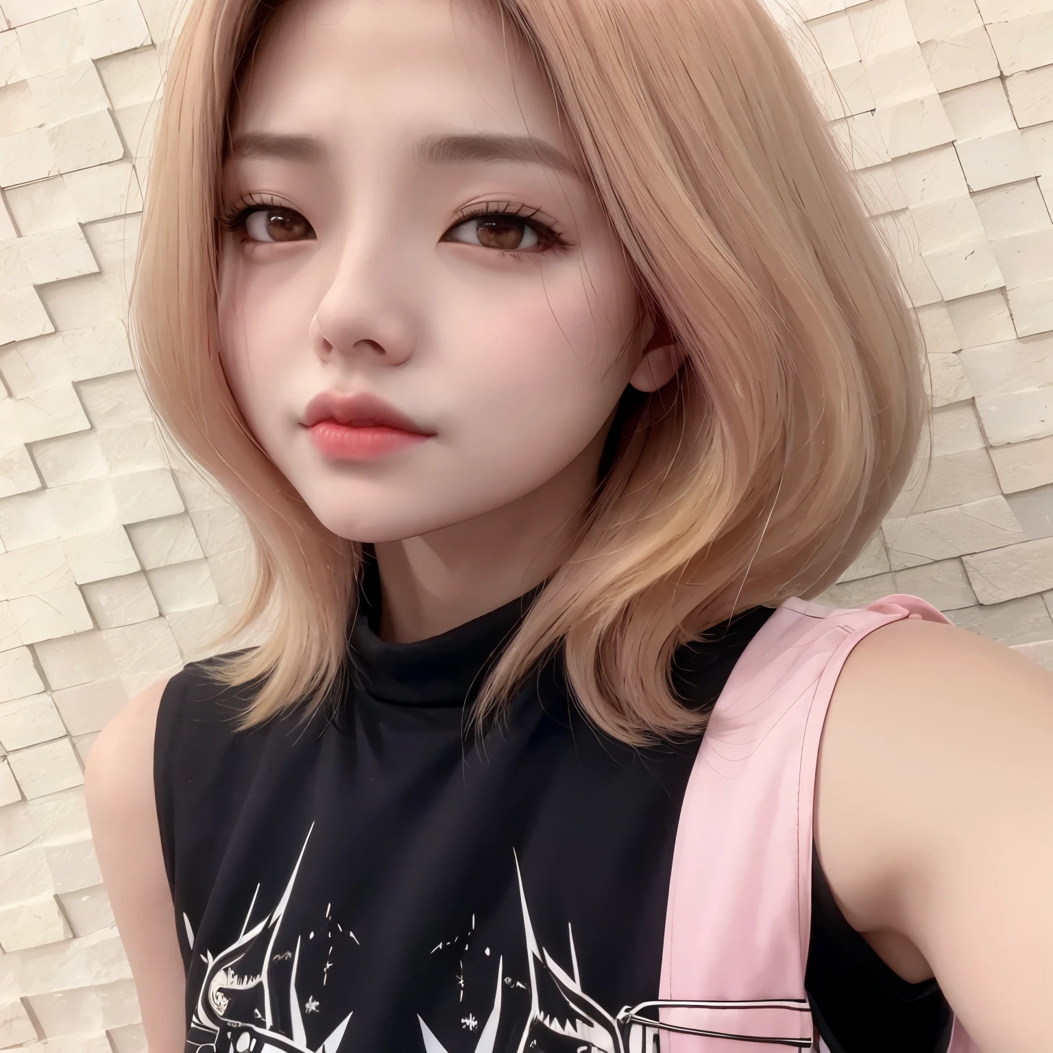 Mujer arafed con cabello rubio y camisa negra posando para una foto., con pelo corto, sol yunjoo, heonhwa choe, 8k selfie photography, parque ryujin de itzy, pale korean adorable face, muchacha coreana, joven y adorable rostro coreano, retrato de ryujin de itzy, jaeyeon nam, sakimichan, ulzzang