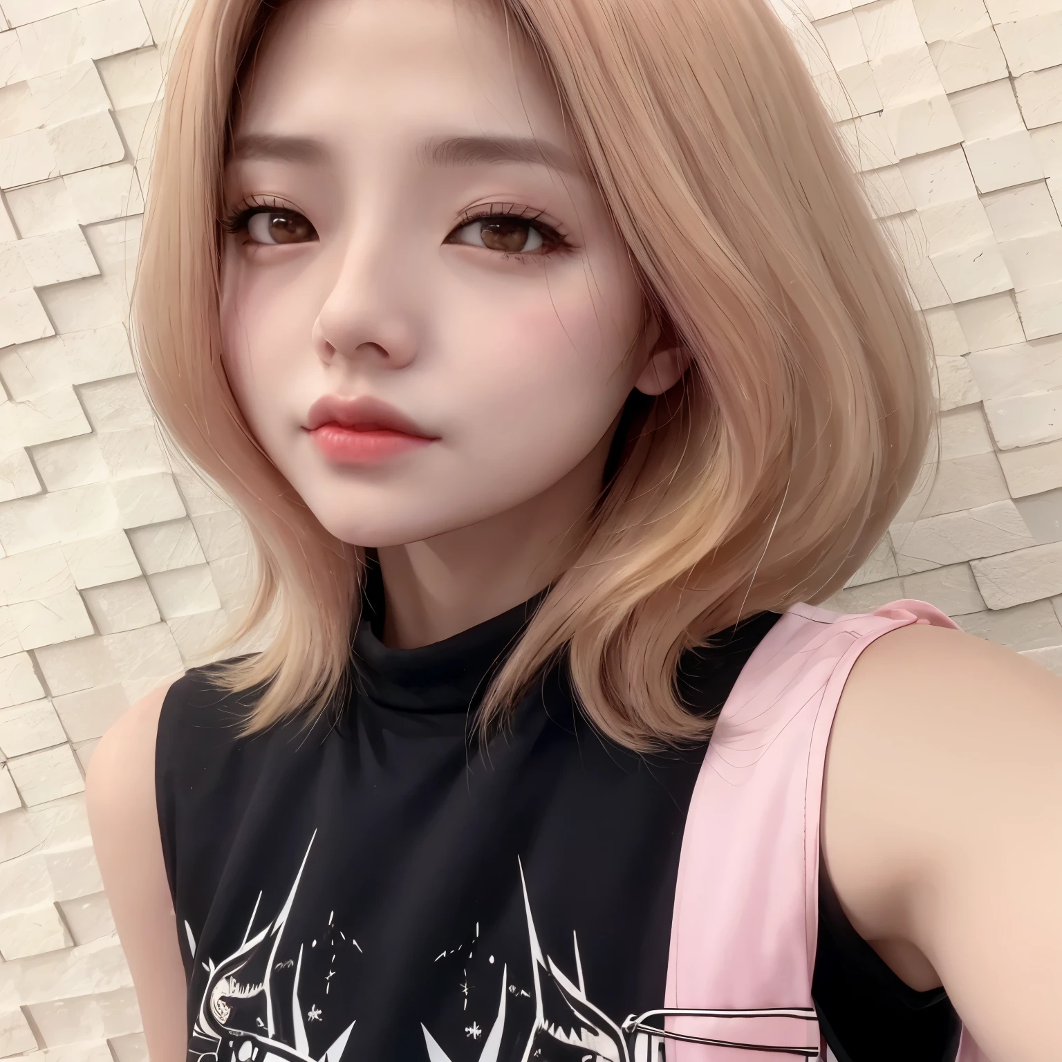 Mujer arafed con cabello rubio y camisa negra posando para una foto., con pelo corto, sol yunjoo, heonhwa choe, 8k selfie photography, parque ryujin de itzy, pale korean adorable face, muchacha coreana, joven y adorable rostro coreano, retrato de ryujin de itzy, jaeyeon nam, sakimichan, ulzzang