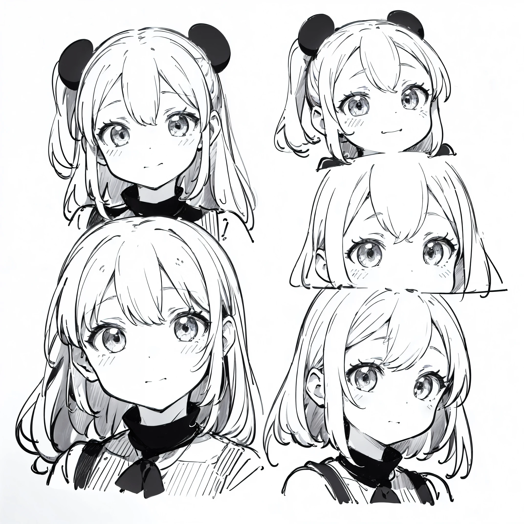High quality, monocrhome, grayscale, 1girl, ((((Candy Candy anime style)))), (wolf girl, wolf ears, wolf tail), animal ears, animal tail, ((((short hair)))), ((silver white hair)), hair clip, ((hair tap eye)), long eyeslashes, eyeliner, (((small breasts, nude, small snipples, pussy))), ((timid pose)), ((worried, sad expression, mellancholic look)), portrait, close-up, (white background), closed_mouth, blush, eyelashes, detailed shadows, detailed body, detailed eyes, detailed lines, (((manga coloring, manga cover, 4K, character design))).