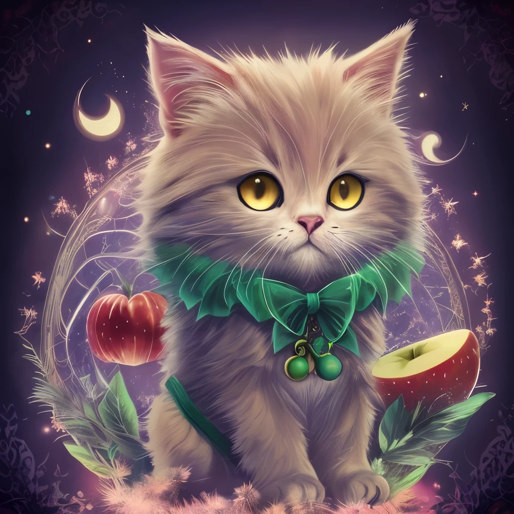 ultra highly detailed, fantasy acrylic painting, a cute chibi fluffy ghost fiberglass clear animal creature, clear creature, ghost creature, apples, emerald swirling smoke, red moon, moonlight, forest, leaves, Jeremiah Ketner. filigree detailed, complex background, dynamic lighting, lights, digital painting, intricated pose, highly detailed filigree, intricated, cute, surreal  --auto --s2