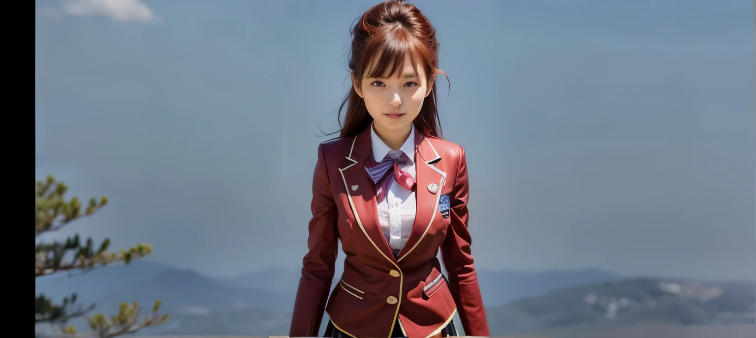 Japanese woman, red hair, School uniform