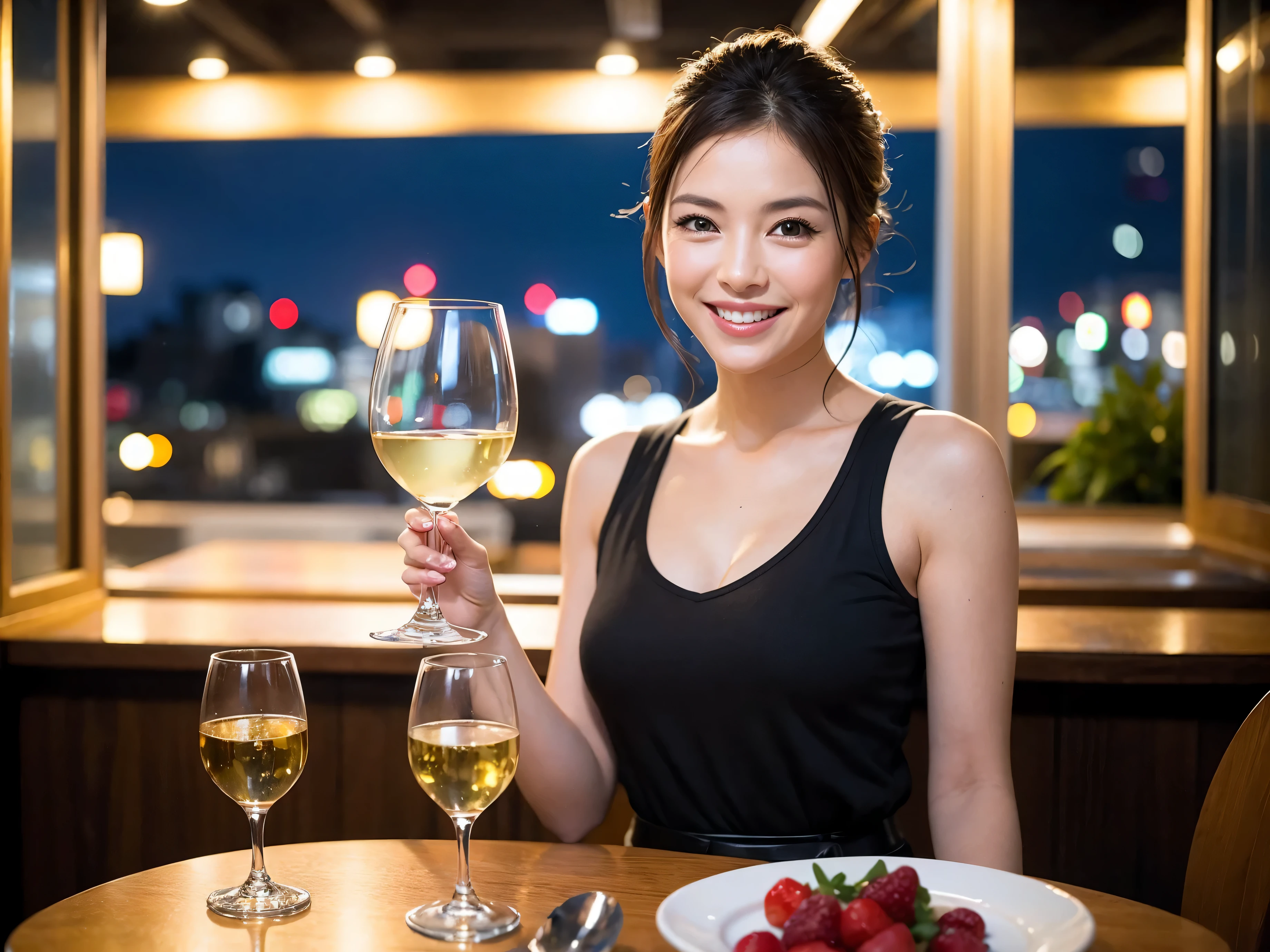 (64km race, nffsw, top quality, muste piece: 1.2), (realistic, realistic: 1.37), Dutch、French、Japanese、Italian、pretty woman 1, (slimな顔), (slimボティ), (brown hair), (shortcut), cheeks blush a little, (40 years old), 38 years old, alone, 窓の外には美しく緻密なnight景が広がります........, restaurant, wine glassに座って, nightに, in a prominent place (from the waist up) nova frog style, actress, model, waist up, White wine, slim, wine glass, とてもきれいなnight景, 真ん中に置かれたwine glass, smile, (smile: 1.15), beautiful slender eyes, upper body whole body, bust japan up, night, short, short, actress, model, waist up, White wine, slim, wine glass, とてもきれいなnight景, 真ん中に置かれたwine glass, smile,