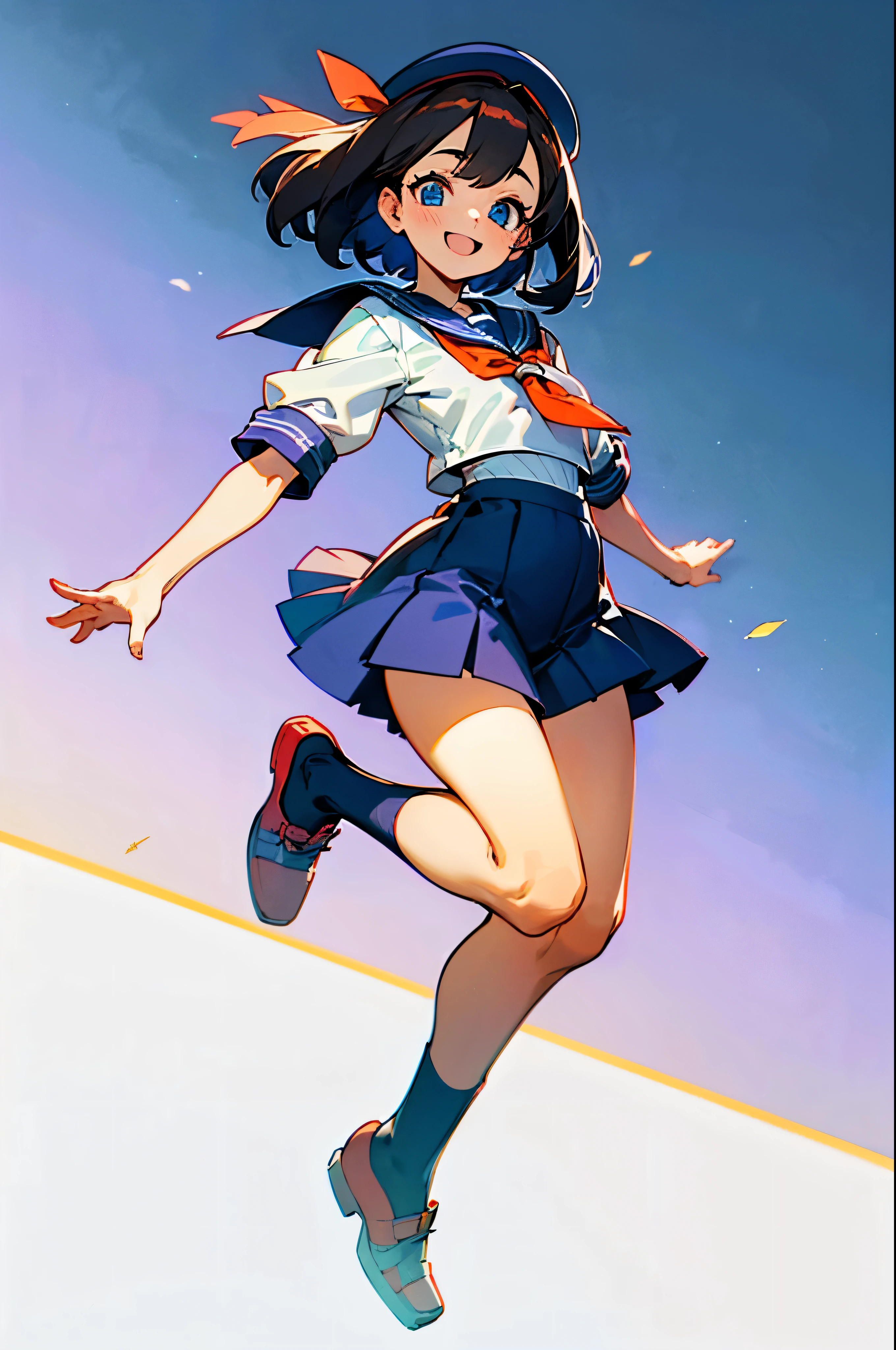(best quality,4k,8k,highres,masterpiece:1.2),ultra-detailed,girl,smiling,full body image,jumping,happy,sailor outfit,anime style,design