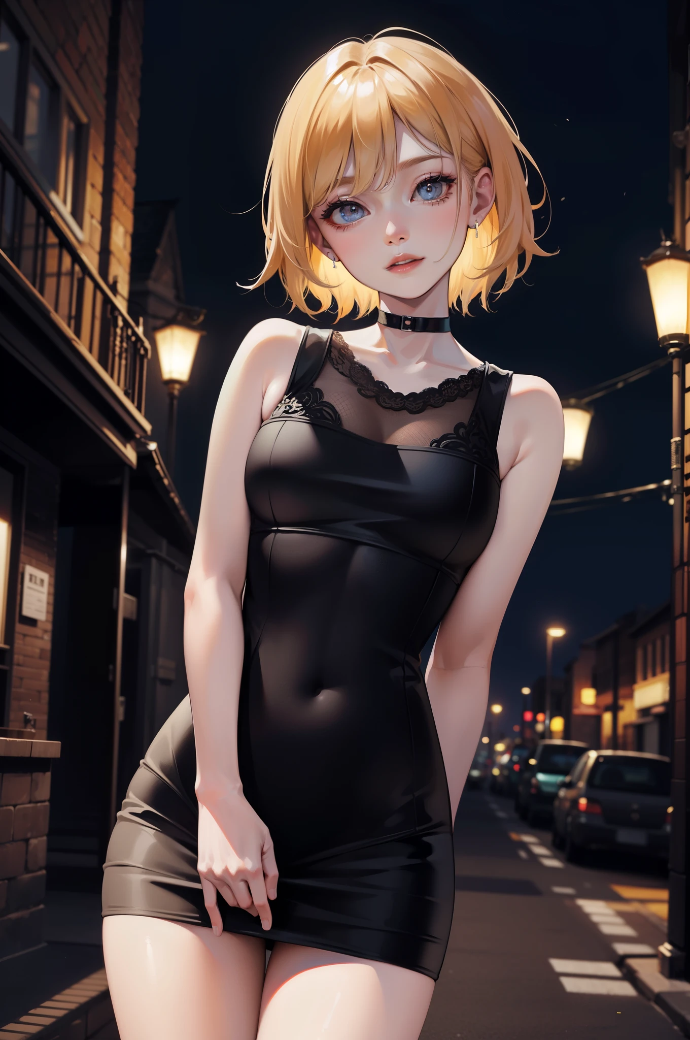 Short blonde hair,the night,A 40years old girl,(fat),deep shading,cold light,low tune,in the darkness nigth,RAW photogr,best qualtiy,tmasterpiece,Ultra-high resolution,Realistic1.5
