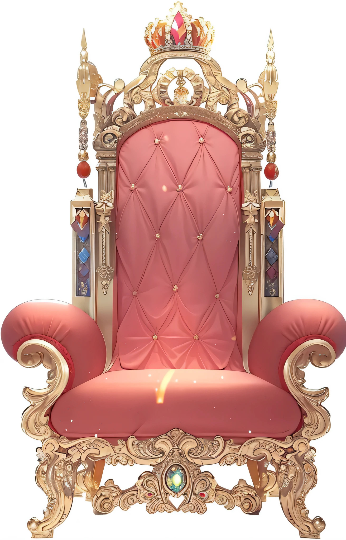 There is a red chair,With golden decorations and golden crown, lying a throne in a fantasy land, golden throne, on her throne, gold throne, throne, the glowing throne, sitting in a gilded throne, palace background, decadent throne room, sitting on intricate throne, on a throne of crystals, on a throne of gemstones, sitting on an ornate throne
