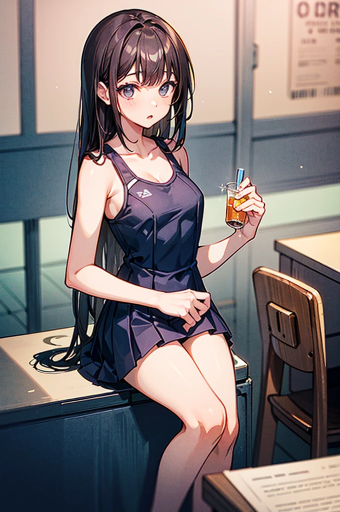 （（（masterpiece、Highest image quality、highest quality、highly detailed unity 8ｋwallpaper）））、（（Illustration of one girl））、（（（Super tall）））、high school girl、swimsuit、classroom