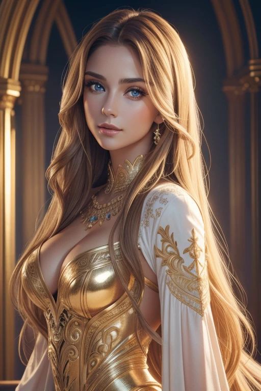 (best quality:1.2,ultra-detailed,photorealistic:1.37),beautiful woman,blue eyes,(elegant,long-flowing,flowy:1.1) hair,sexy, golden ratio, intricate details, natural beauty, vibrant colors, soft lighting