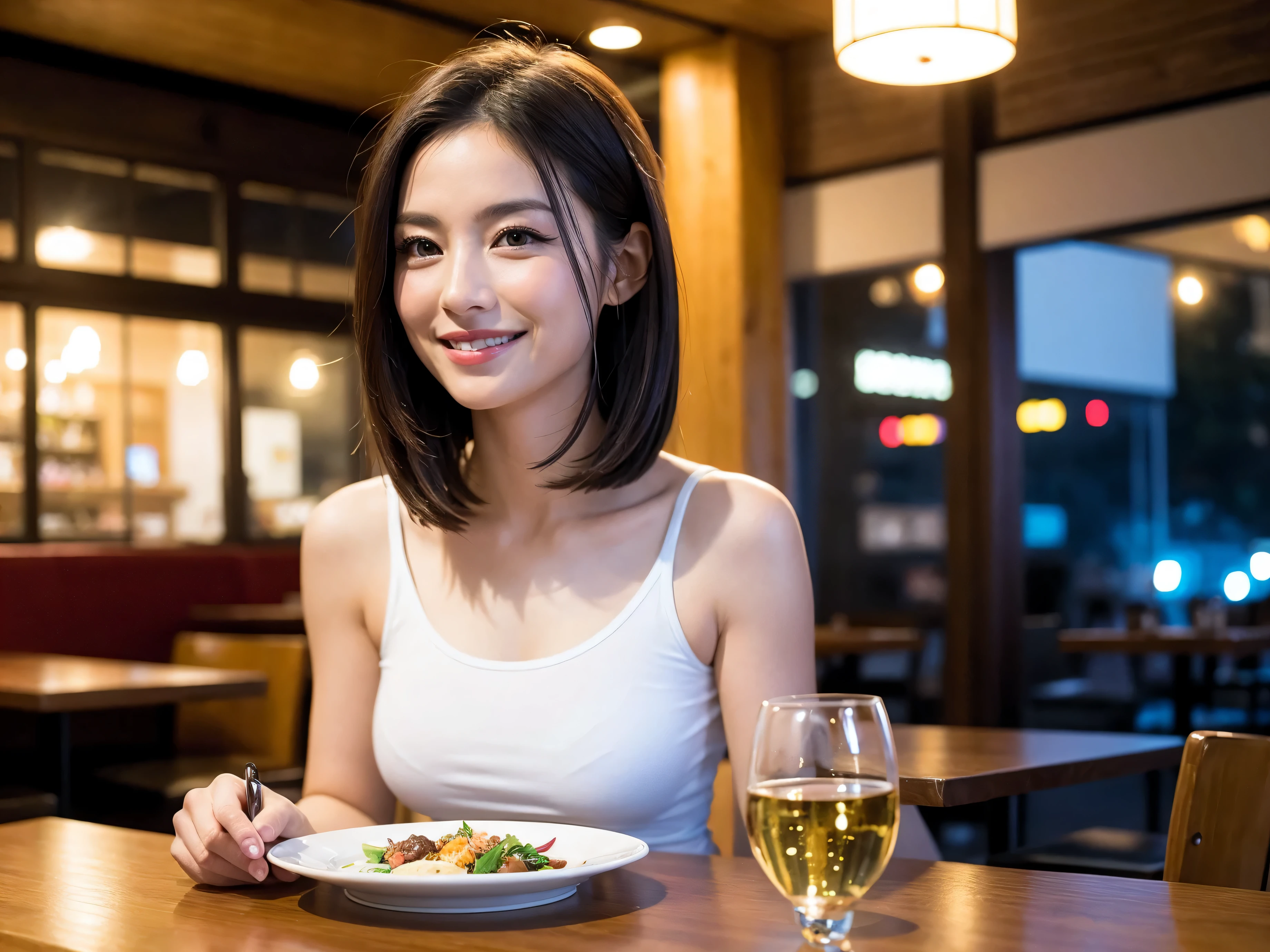 (64km race, nffsw, top quality, muste piece: 1.2), (realistic, realistic: 1.37), pretty woman 1, (slimな顔), (slimボティ), (brown hair), (shortcut), Dutch、American、French、cheeks blush a little, (40 years old), 38 years old, alone, 窓の外には美しく緻密なnight景が広がります.........., restaurant, wine glassに座って, nightに, in a prominent place (from the waist up) nova frog style, actress, model, waist up, White wine, slim, wine glass, とてもきれいなnight景, 真ん中に置かれたwine glass, smile, (smile: 1.15), beautiful slender eyes, upper body whole body, bust japan up, night, short, short, actress, model, waist up, White wine, slim, wine glass, とてもきれいなnight景, 真ん中に置かれたwine glass, smile,