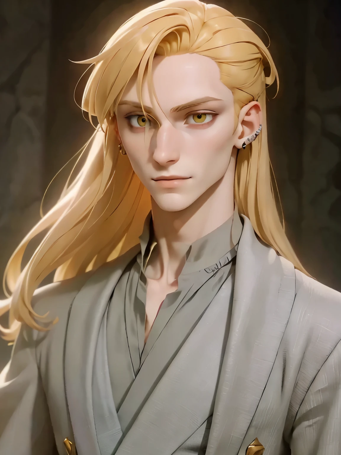 Nikolai has golden hair, shaved on one side and styled on the other, yellow eyes and slightly crooked nose, he has a beautiful face, "outlined by the features of a fairy-tale prince". He is described as extremely charming, handsome and smiling