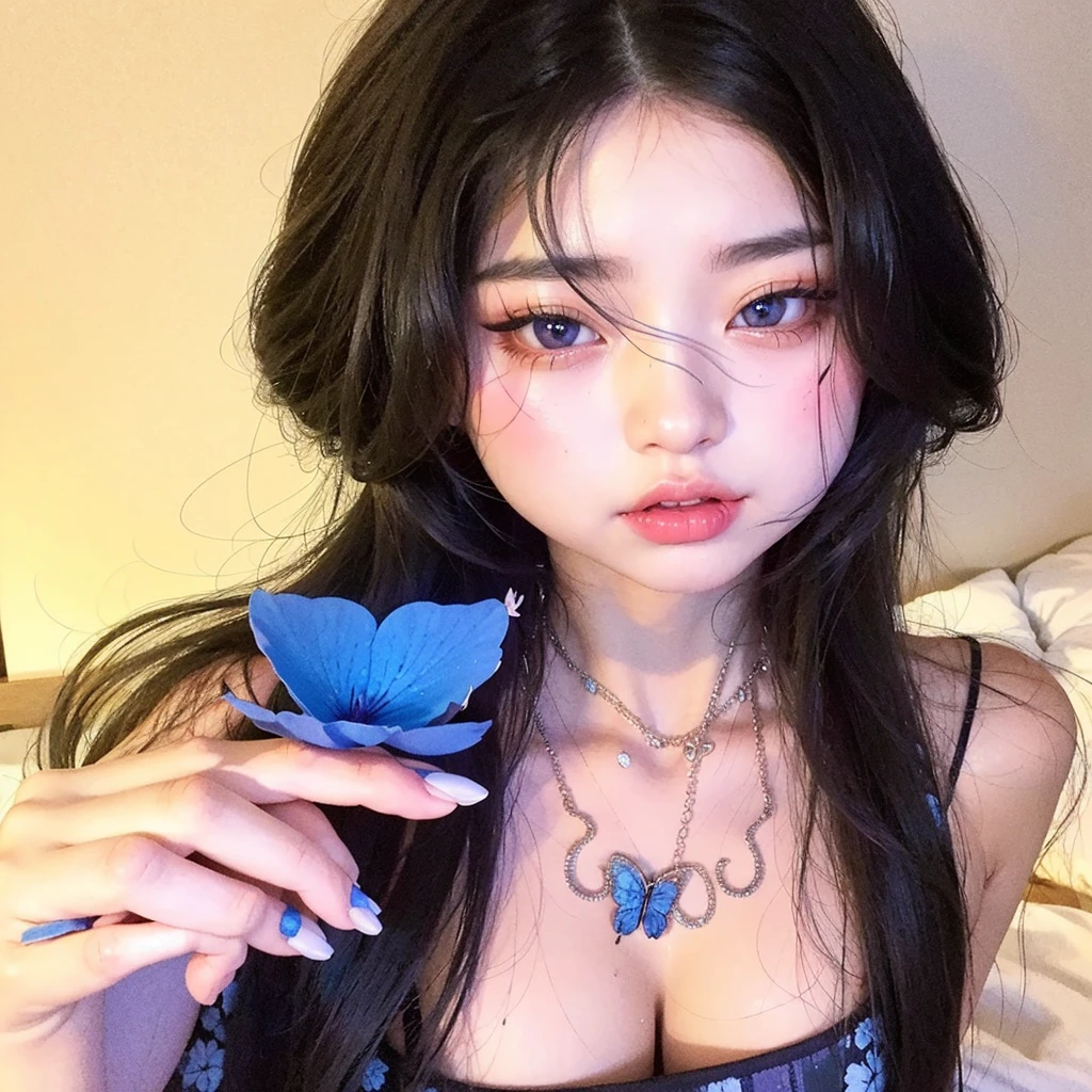 a closeup of a woman with a blue eyes tattoo on her chest, cruel korean gothic girl, korean girl, ulzzang, Taiwanese girl with tattoos, With glasses, heonhwa choe, inked, Ahegao, korean woman, jinyoung shin, beautiful south korean woman, gorgeous young korean woman, cara de Ahegao, with facial tattoo, jaeyeon nam