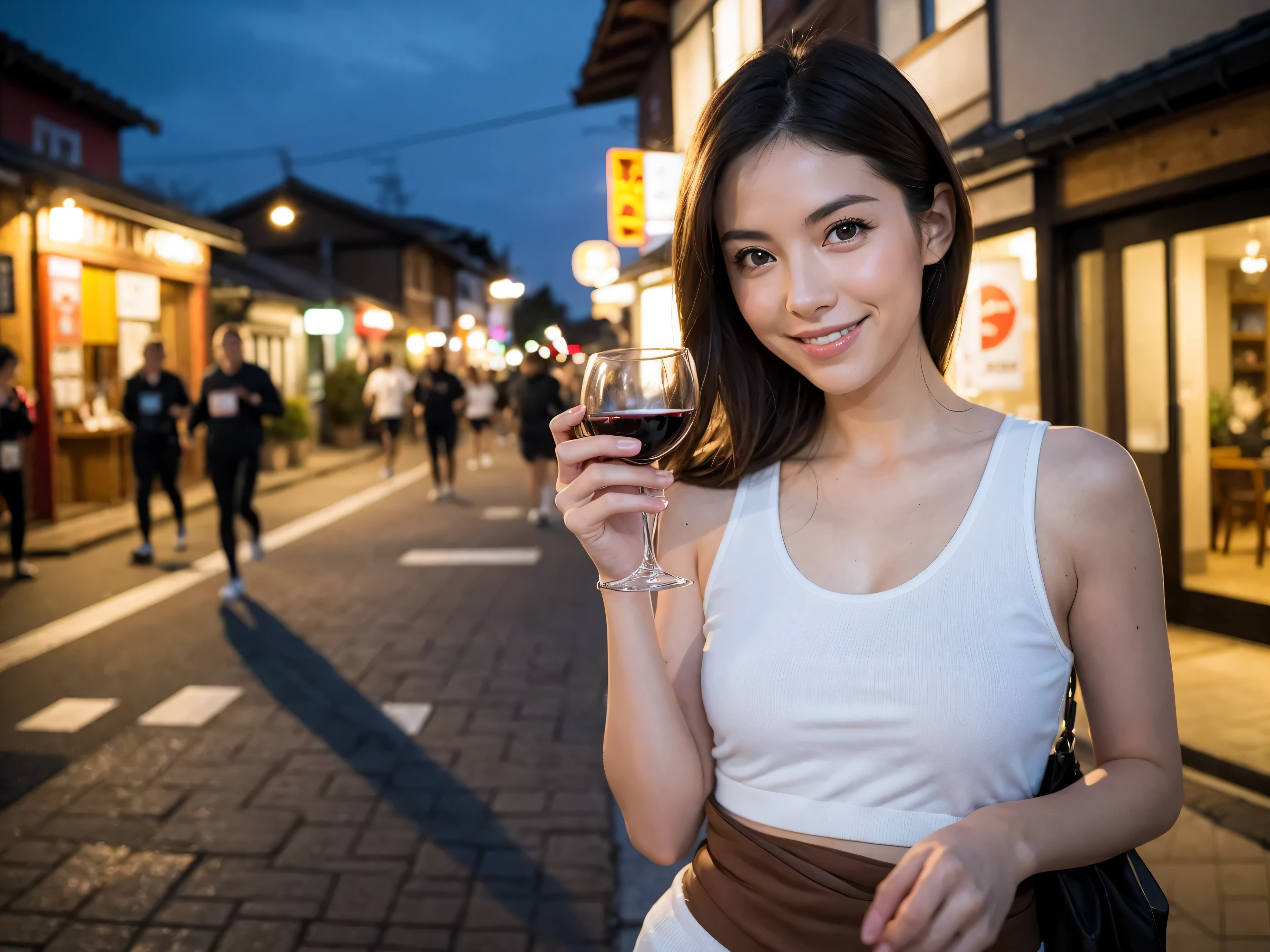 (64km race, nffsw, highest quality, pieces fly: 1.2), (realistic, realistic: 1.37), pretty woman 1, (slimな顔), (slimボティ), (brown hair), (shortcut), Italian、Spaniard、Dutch、American、japanese men、cheeks blush a little, (40 years old), 38 years old, alone, 窓の外には美しく緻密なnight景が広がります........., restaurant, wine glassに座って, nightに, in a prominent place (from the waist up) nova frog style, actress, model, waist up, White wine, slim, wine glass, とてもきれいなnight景, 真ん中に置かれたwine glass, smile, (smile: 1.15), beautiful slender eyes, upper body whole body, bust japan up, night, short, short, actress, model, waist up, White wine, slim, wine glass, とてもきれいなnight景, 真ん中に置かれたwine glass, smile,