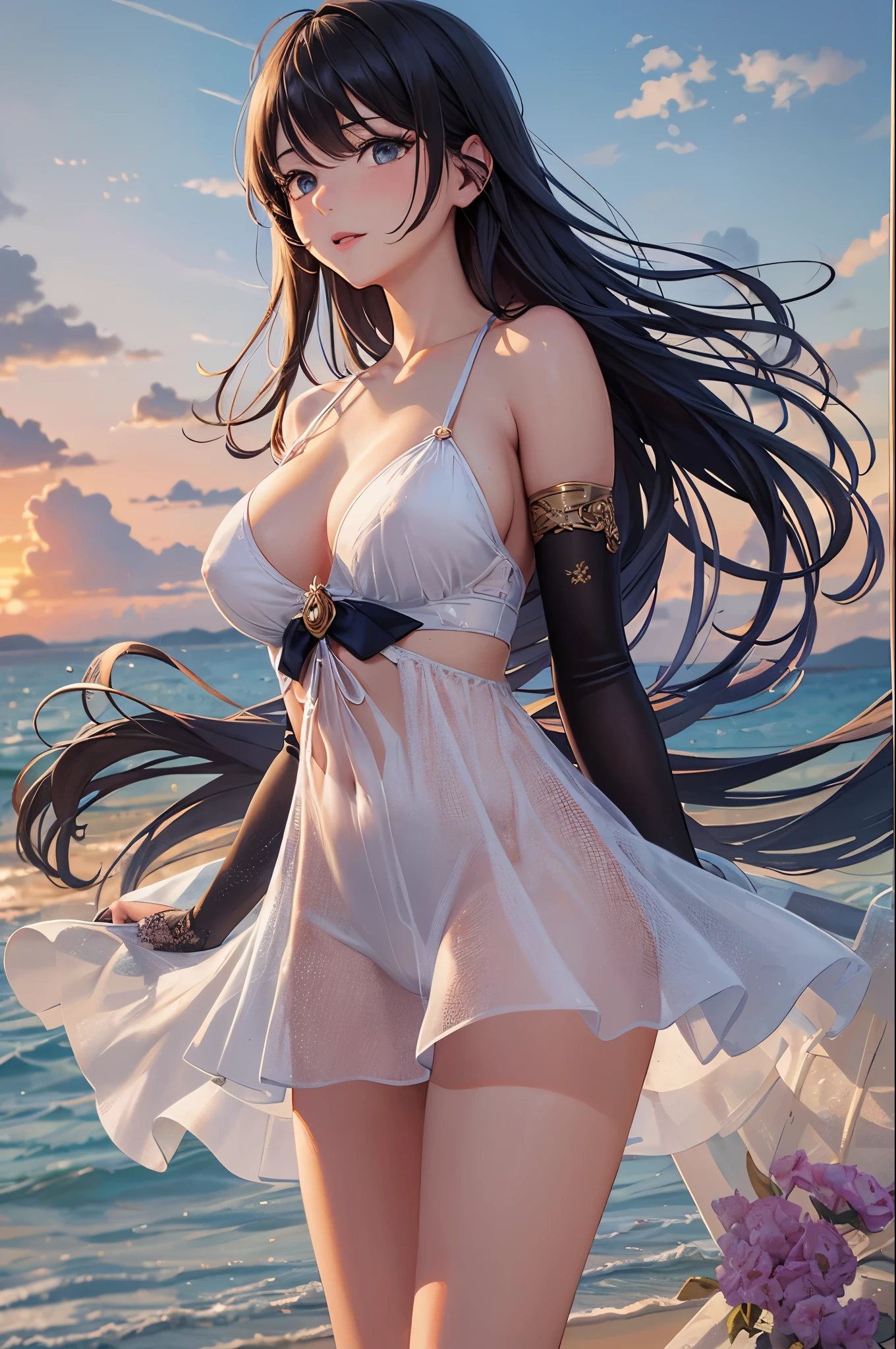 (masterpiece), (best quality), (ultra-detailed), (masterpiece),(best quality),(ultra-detailed),a beautiful girl walk on the beach sunset, --auto --s2
