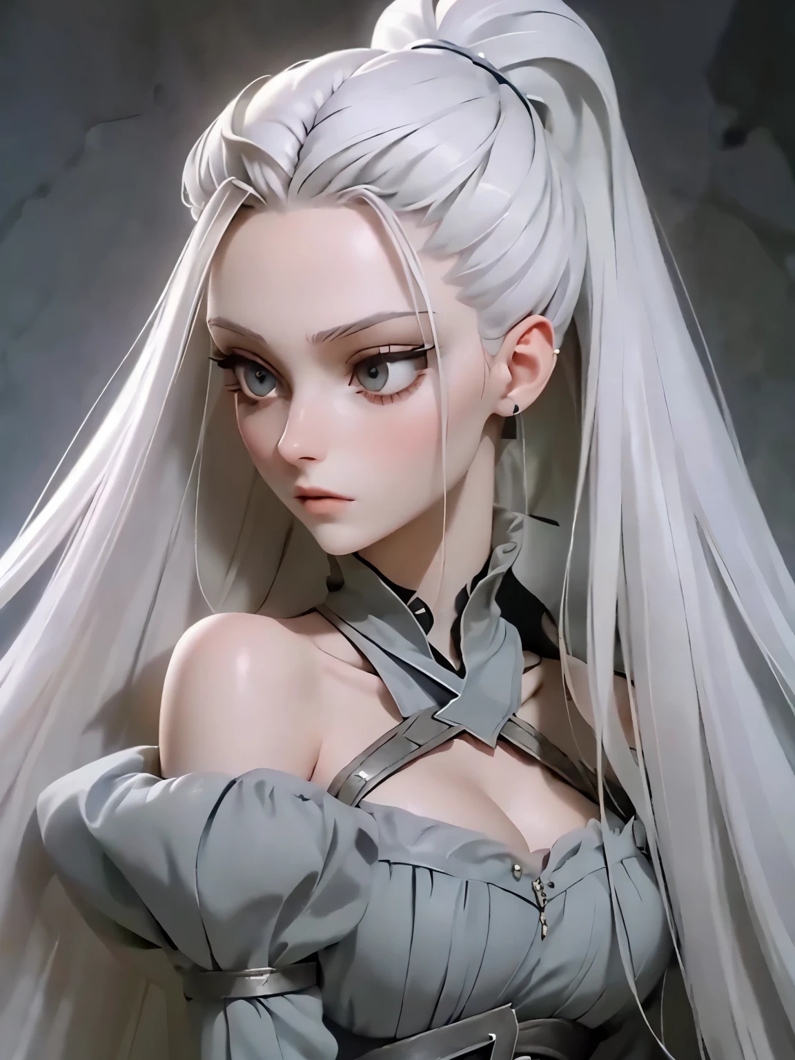 Manon is a young, extremely beautiful girl with fair skin. Long, moon white hair, ponytail and asymmetrical bangs, laid on one side, and eyes the color of pure silver. After meeting her people say, that she is the most beautiful woman, what have they ever seen