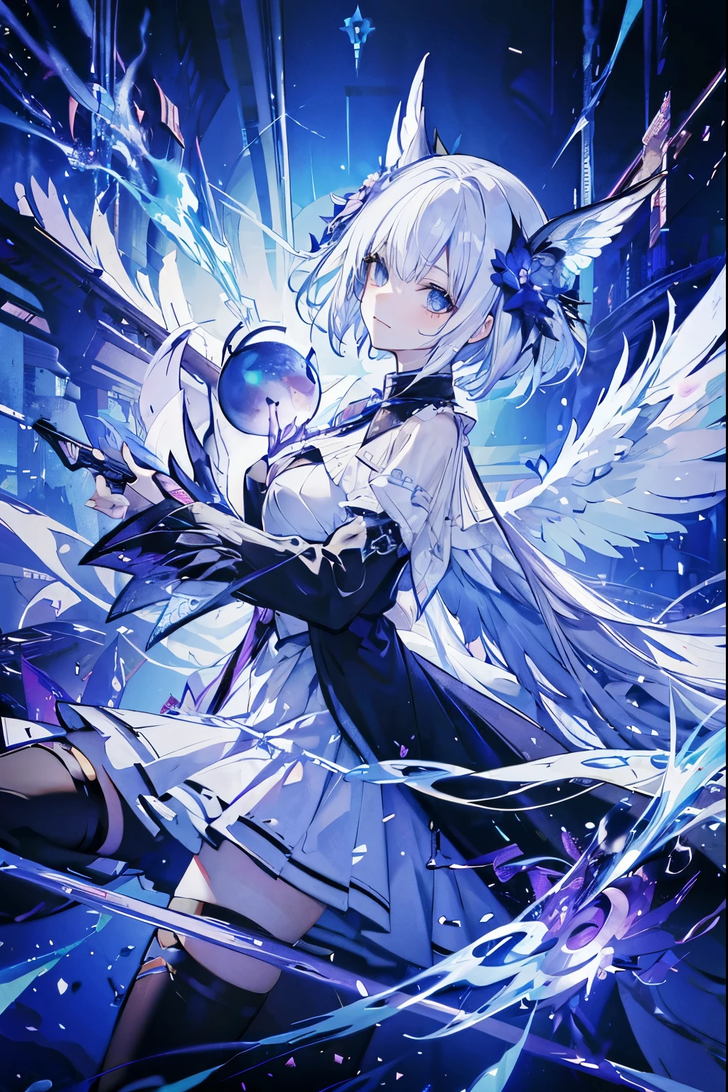 Browsing Caution，masterpiece，Highest quality，8K，20-year-old，窓辺に立つ美しいBig Breastsの女性，open neckline black cocktail dress，Long straight white hair with bangs，Big Breasts，Underboob，Beautiful stained glass，Moonlight shines in，light rays，Velvet Furniture