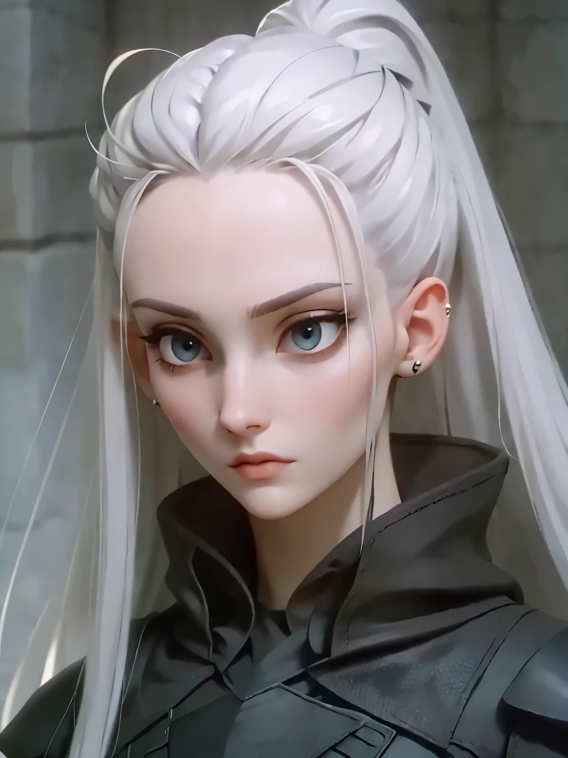 Manon is a young, extremely beautiful girl with fair skin. Long, moon white hair, ponytail and asymmetrical bangs, laid on one side, and eyes the color of pure silver. After meeting her people say, that she is the most beautiful woman, what have they ever seen. Usually she is a little serious