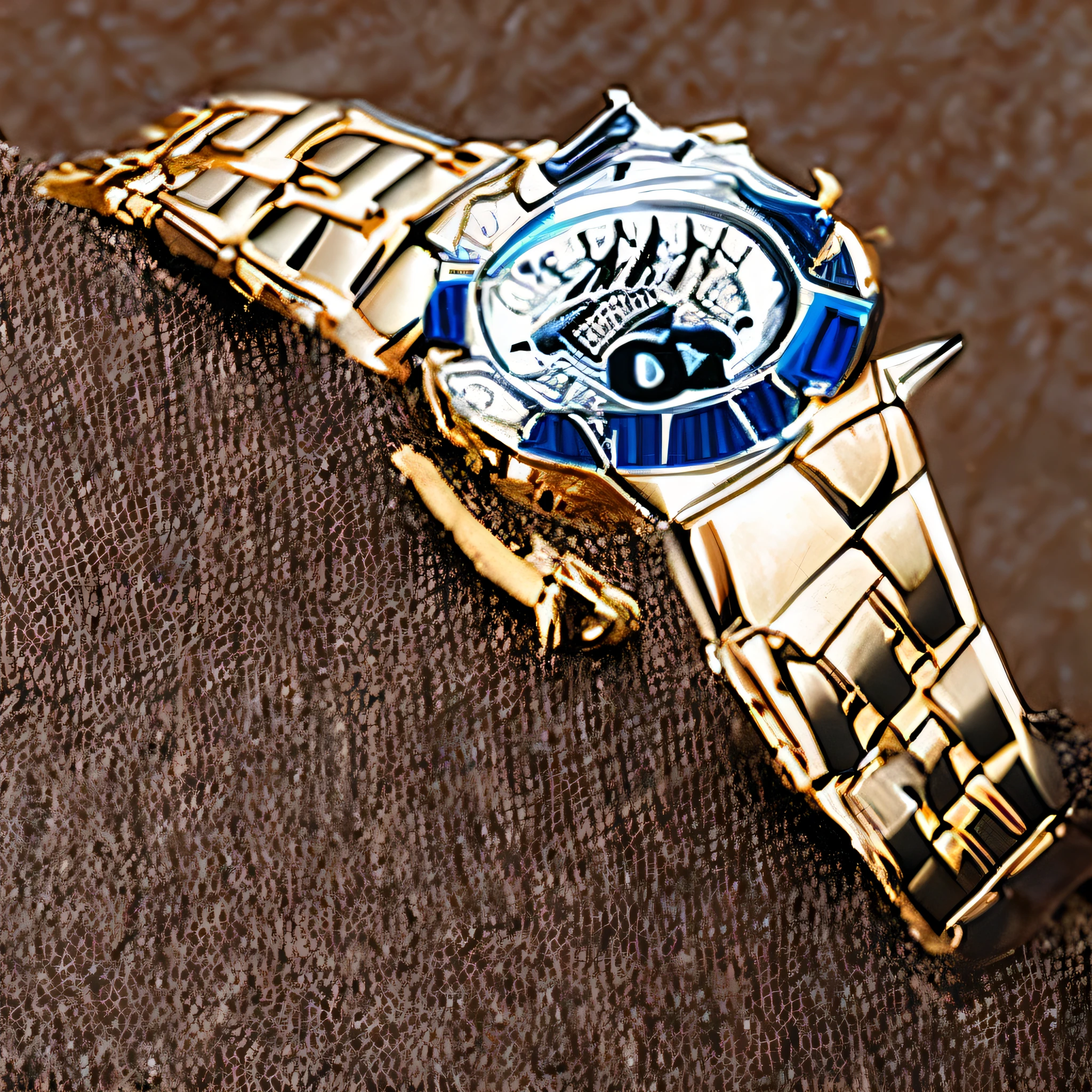a golden wrist watch