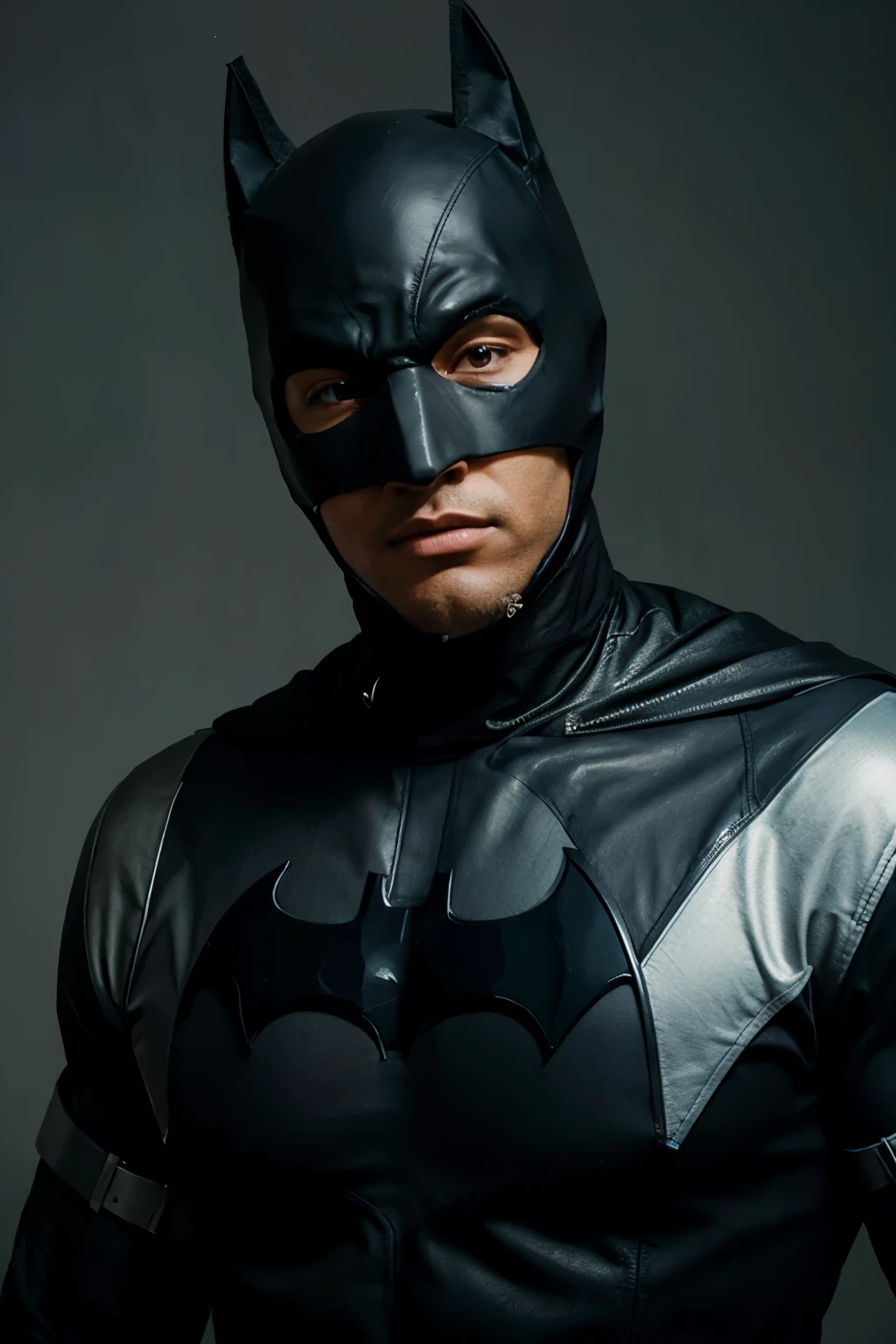 half body twitch emote of a black bold man wearing a robin suit and batman mask 