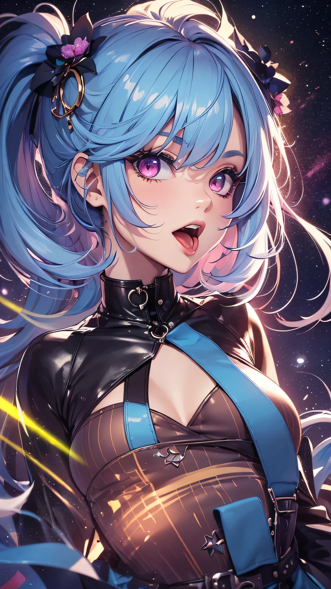 (top-quality: 1.3), (​masterpiece: 1.3), (Super Detail: 1.3), (wall-paper, one girls, liar: 1.1), ([Diamonds: 1.3|The eye]:1.2)、([opal:1.9|gradient_hair:1.1]:1.2)、(Detailed hands and fingers:1.2)、(Detailed ultra-oily shiny skin:1.1)、([Wetty:0.8|MuCoi])、oily shiny thighhigh、hi-school girl、(Perfect Pink Nurse Costume:1.5)、Pink hair、pink color panties、short-hair、bouncing hair、Beautiful sister、ssmile、(hospitals:1.2)、nighttime scene、Hospital Room、a bed、laying on back、lying back on、(Expose your upper body:1.3)、(Beautiful Large Breasts:1.2) 、