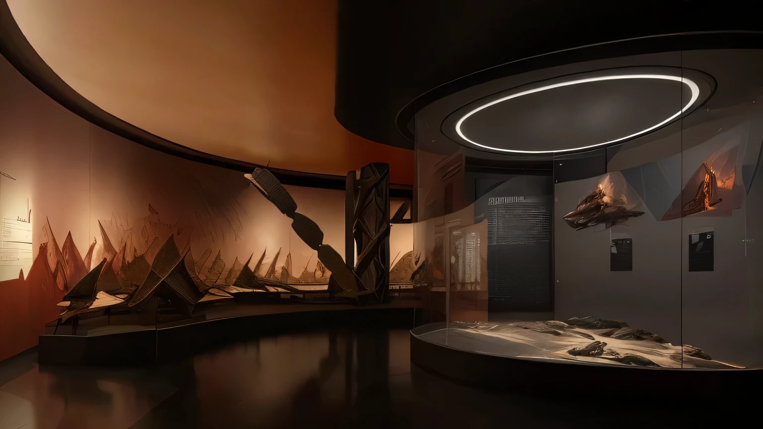 According to the spatial structure of the reference image、Form and overall tone,Redesigned as a Military War Museum,Interactive installations with exhibits and technology。