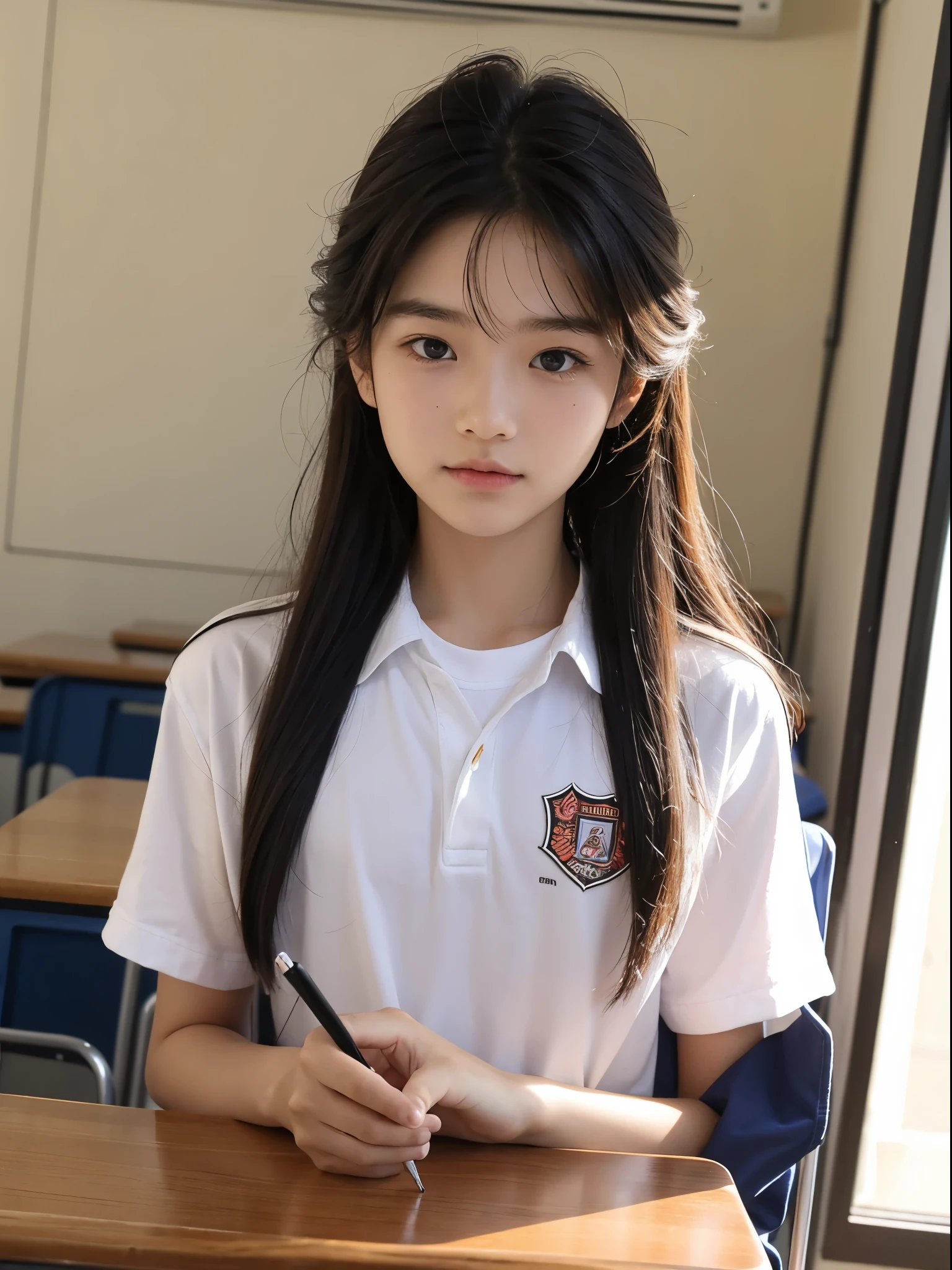 boy, y.o, comma hair, front of class, school