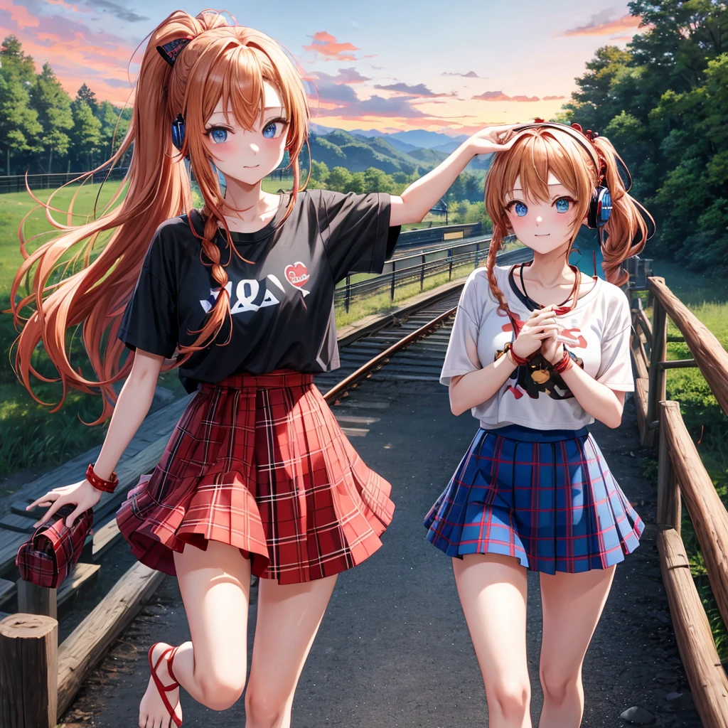 (girl, Twin Tails), A girl in the sunshine. background is a fresh natural scenery, full body, (Photography, Raw photo), panoramic view, award-winning, cinematic still, emotional, vignette, dynamic, vivid, (masterpiece, best quality, Professional, perfect composition, very aesthetic, absurdres, ultra-detailed, intricate details:1.3)