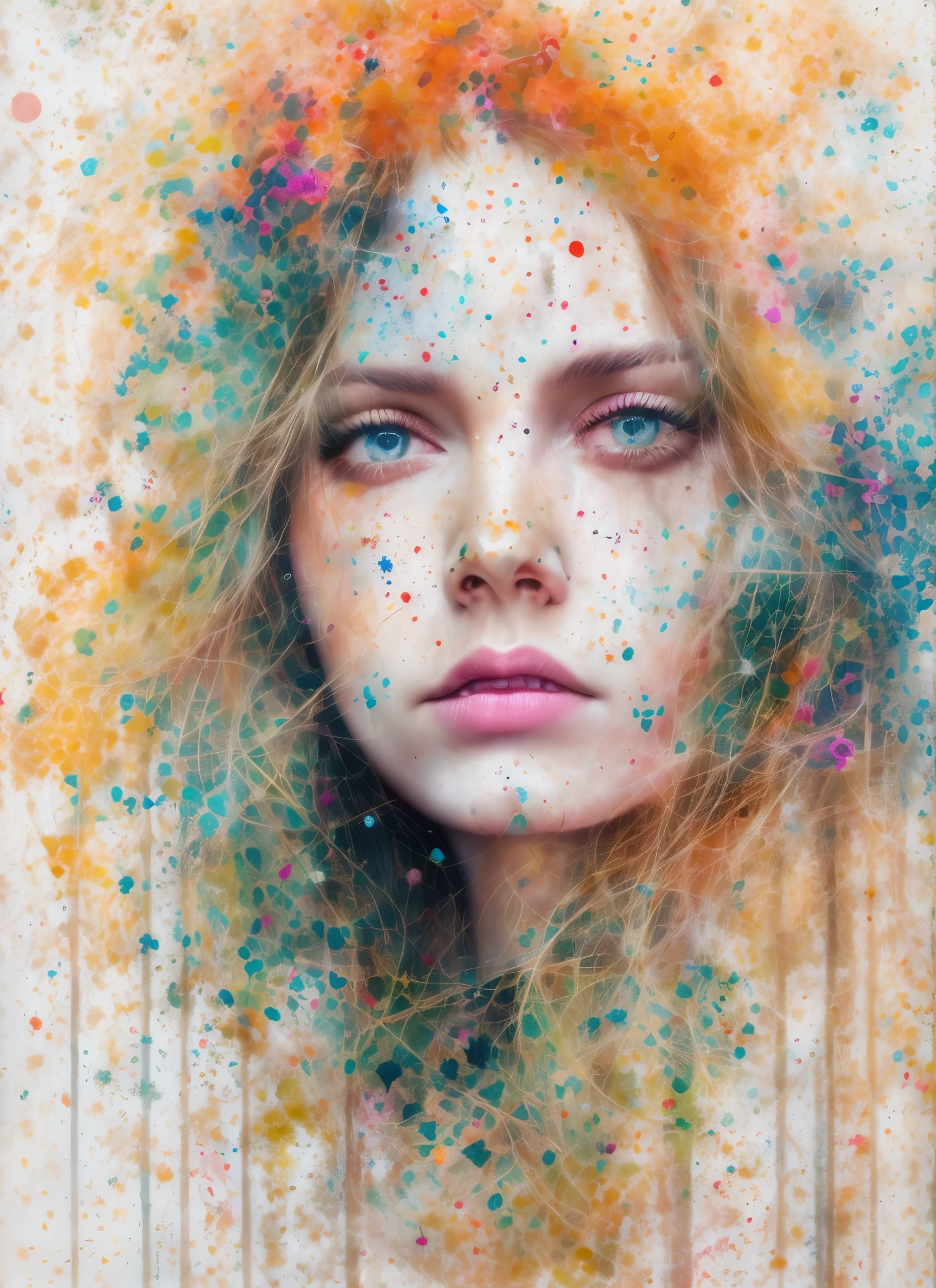 woman with agnes cecile, glowing design, pastel colors, ink drops, autumn lights, south Indian women