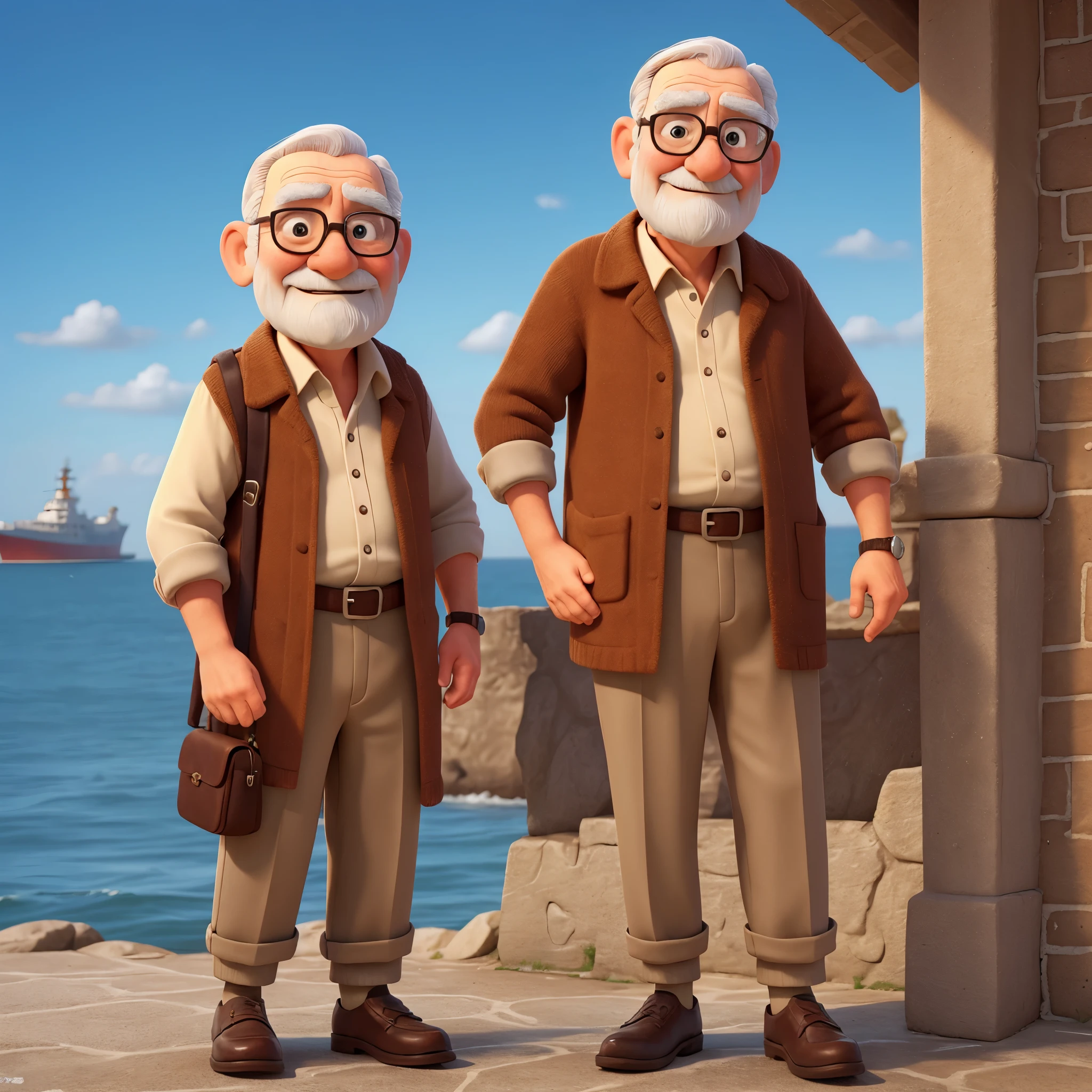 the oldman in the picture uploaded looking at the sea, and ships