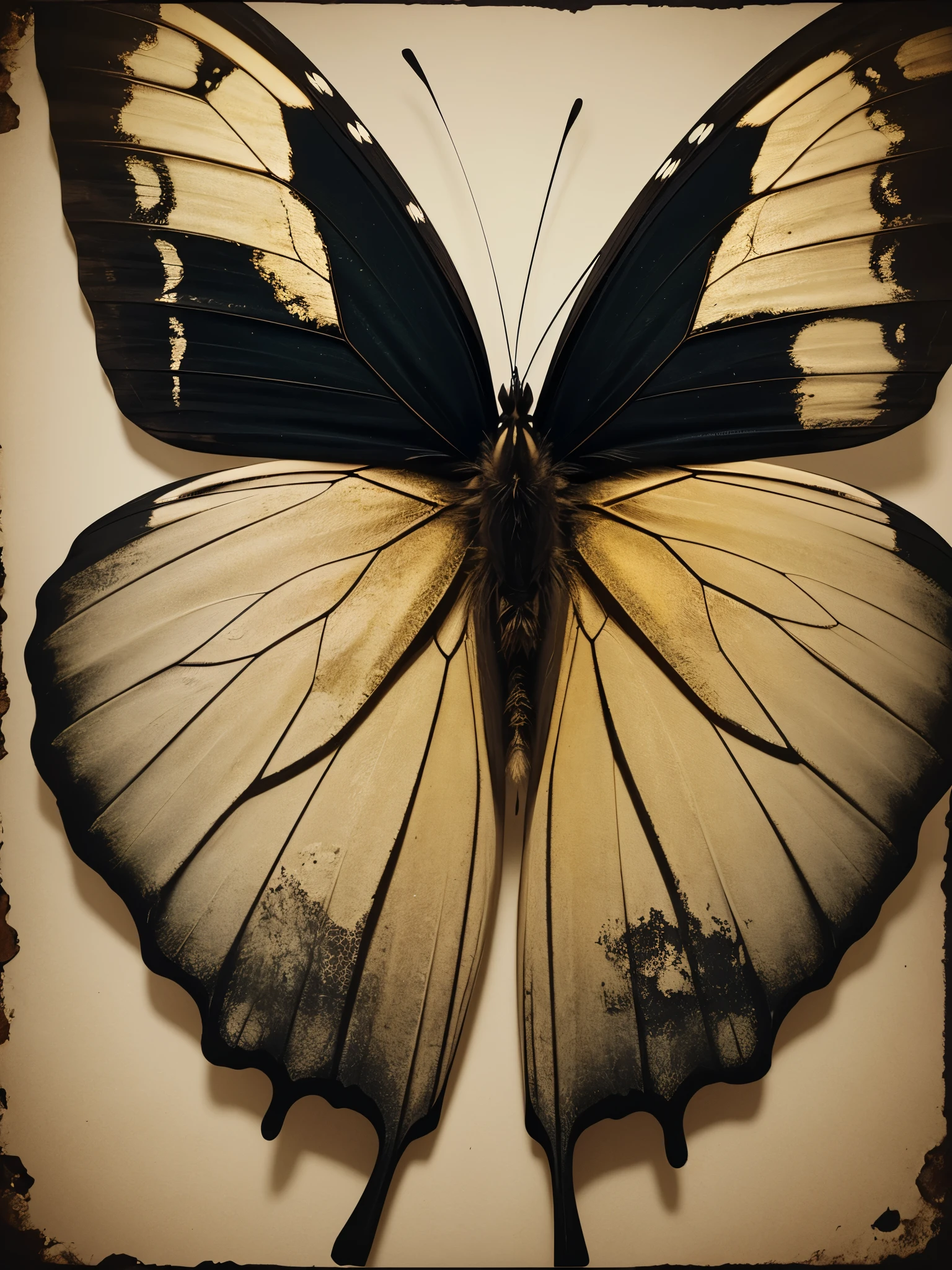 Butterfly ,black,some gold, wabi-sabi