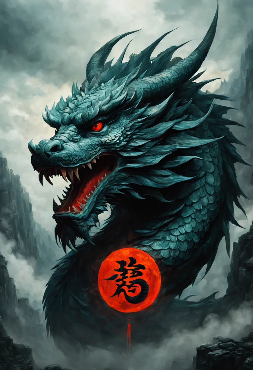 Design a Chinese "Hidden Dragon" (Hidden Dragon) logo.
inspiration by JZdzisław Beksiński, Krzysztof Łukasiewicz
