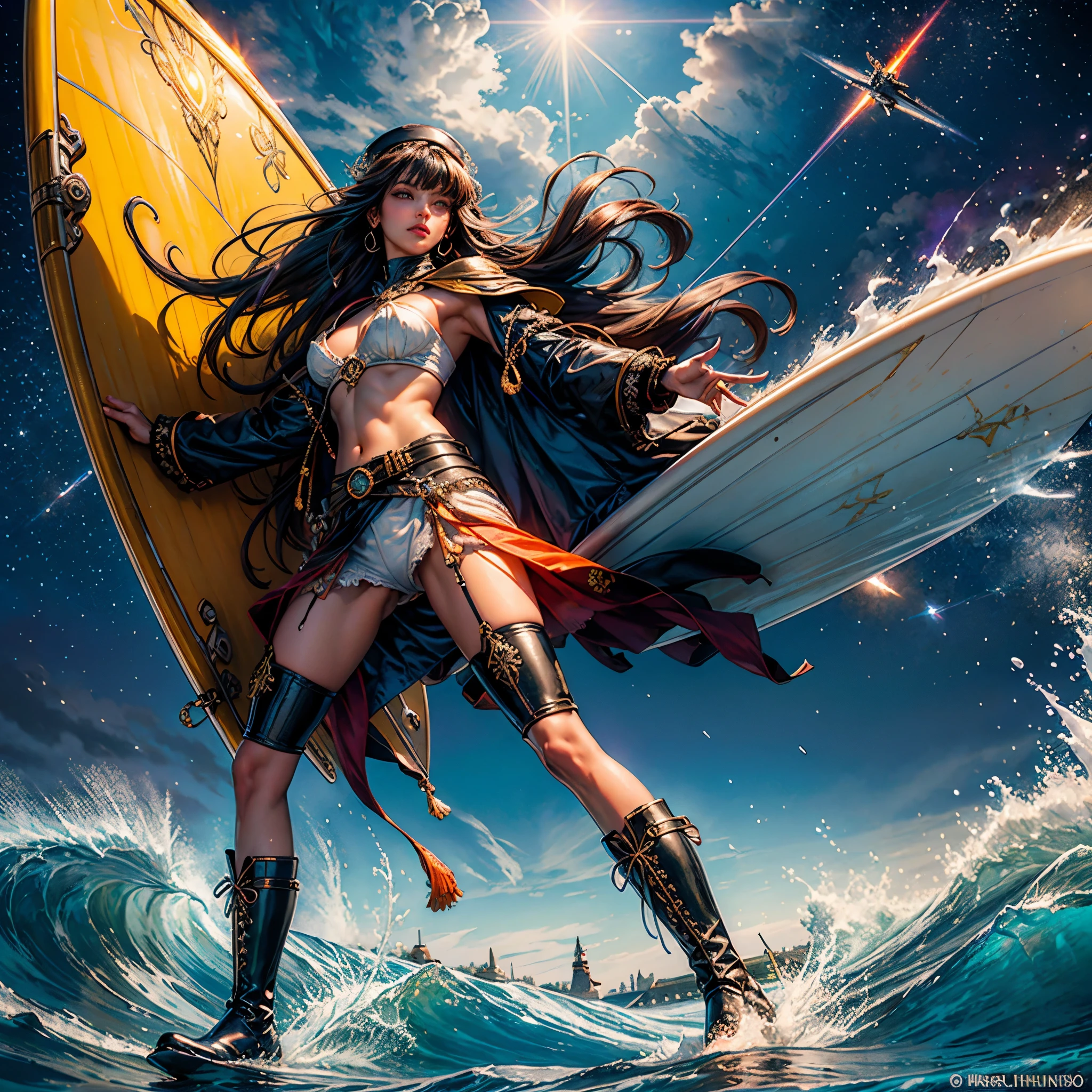 hyper stunning nebula epic vibrant hues ethereal interstellar sparks curiosity birth evolution stars Sun spacious SunShine panoramic sunset ultra sunrise Cinematic sunlight UnrealEngine5 Ultra Masterpiece Beach deep path Equirectangular_360 Queen mounted_Surfboard mounted_wave_torus oasis sailing_surfboarding wave_fluent Ocean waves Sea storm Goddess beholder sundrop "Niagara Falls" contre-jours paddle_board "Heavy Metal" Devastating Will-o'-the-wisp iota pixie sprite "luis Royo" dazzling ride_surfing_wave_on-surfboard Cosplay riders_flow Admiral Pilots jacket cow-boy flag Earth tsunami ultra_high-def ultra_Photo-realistic optimal ultra_high-quality opengl-shaders ultra_high-details accurate reflex ultra_high-res perfection volumetric lightning improved Octane_rendues UHD XT3 DSLR HDR 3dcg analogiques extatiques symmetrical ((athletic Diva african body tanmed skin dreads bangs suave cheekbones effects embarrassed glushes dark saphirs gorgeous ultra saturate (Bright epic eyes, Bright epic eyes) black pupils brown iris lazulis turquoises open mouth teeth obvious smiles choke Floating Jacket Eccentric Cape Levitating Shoulders-Off Shirt Lace Clavicles White Papillotes embroidered reveal micro leathers breasts satin livid yellow orange corsait thick felt skirts matching bristles ample swinging spinels navel waist belt revealing heart padlock silver agate pubis scarlet pubis-hairy indigo bristles protrusions silk Snap-lock tin gold garters thighs legs boots)) 🎈🍦🍹❤🔆🕡(😘👩🎀👗⚜👒🥿👡🩲💅)🎪🎢🎡🎠 gothic onyx rubis summon milkweed floraison invoque viceroy magic incandescente creature CGSCOSITY butterfly Cristallines Monarch wings flash blow glow opale straight chrome flat lava bands population outfits armor heavy Tourmaline glyphe plasma "Niagara Falls" sailing_ship hearth glass mirror monster Fire Blast Flame luminescence graduate backlight Chef-D' tattoo Bruce_Weber sex girl naked nsfw varied multi etc. --s 1000 --c 20 --q 20 --chaos 100