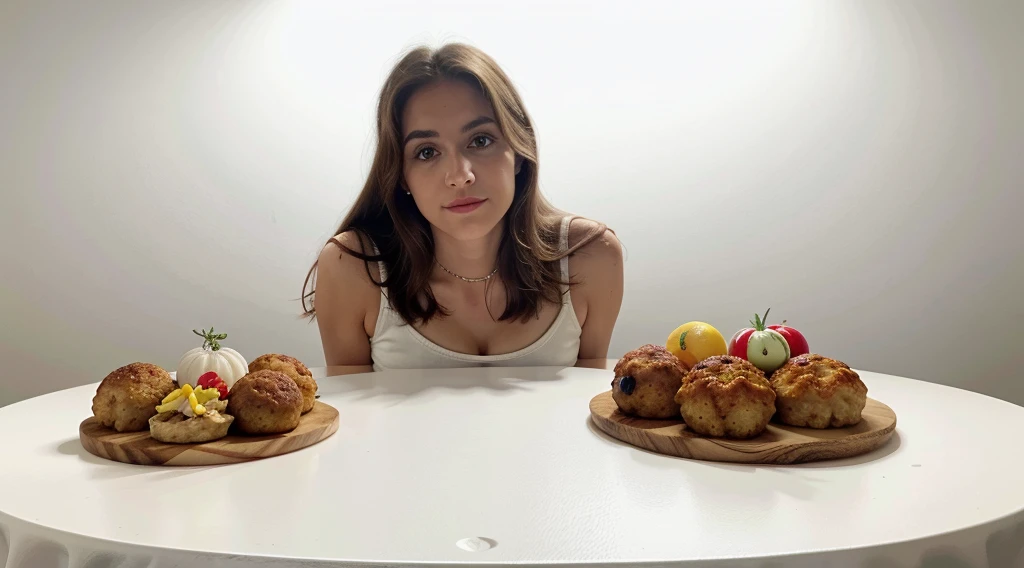 un plato de espaguetis con albondigas, muy realista, humeante, sobre una mesa con mantel blanco, primer plano, 8k, fondo desenfocado