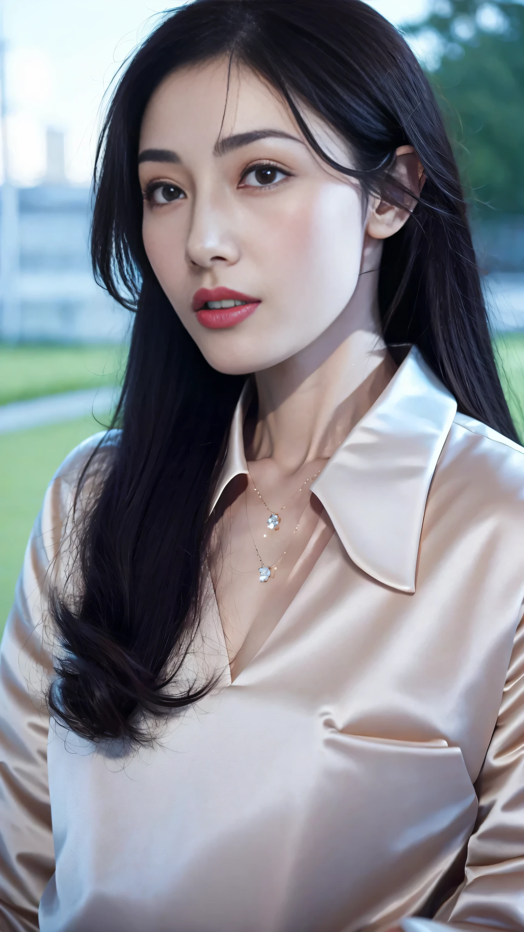 quality、ultra high resolution、(Reality:1.4)、cinematic,charming beauty, look at the audience、Facial details are delicate,Delicate eyes、long hair、thin、charming look、(face close-up),(cosmetic:0.3)、red lips、(Urzan-6500-v1.1:0.3)