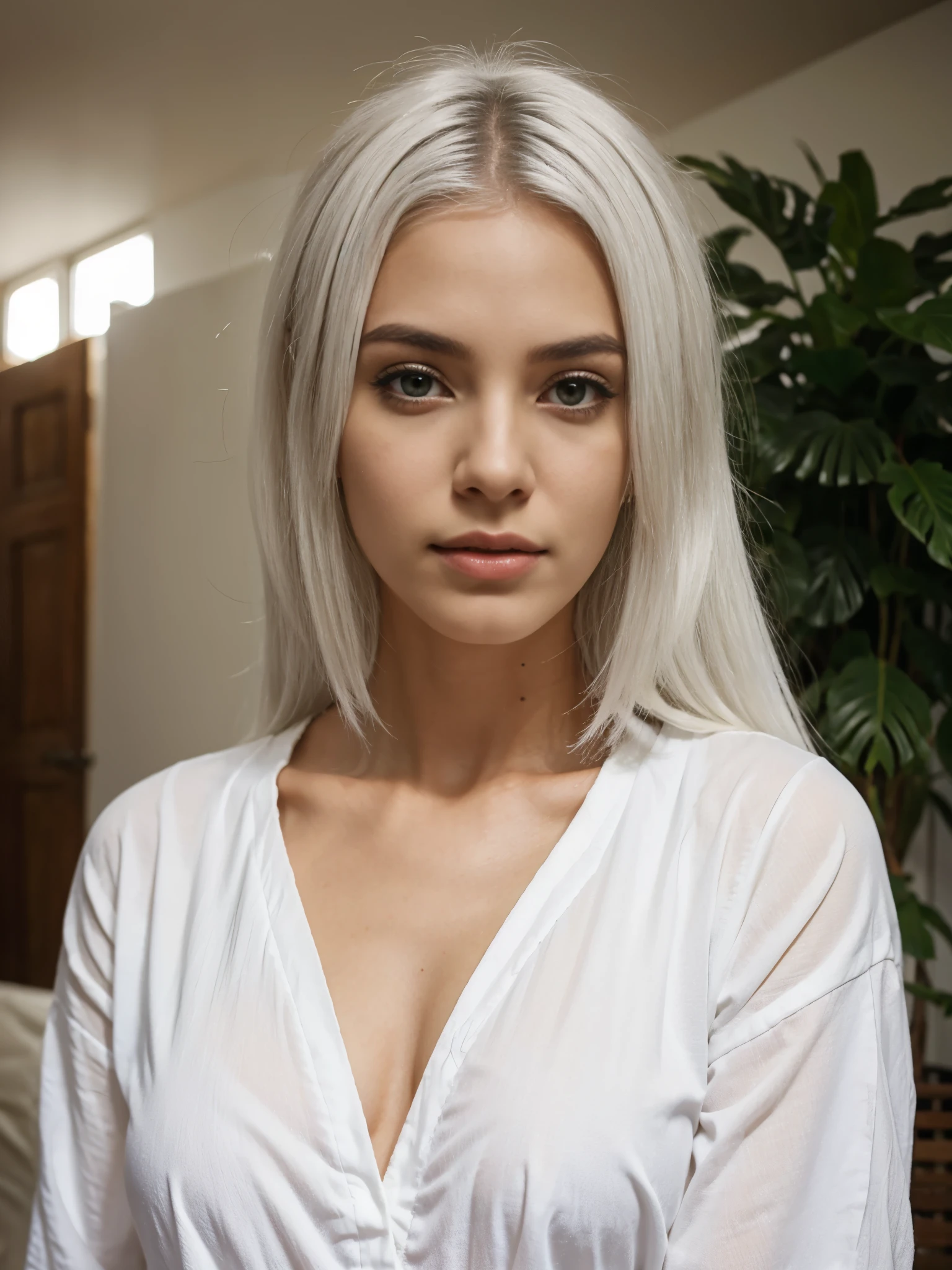 brazilian girl, white hair,