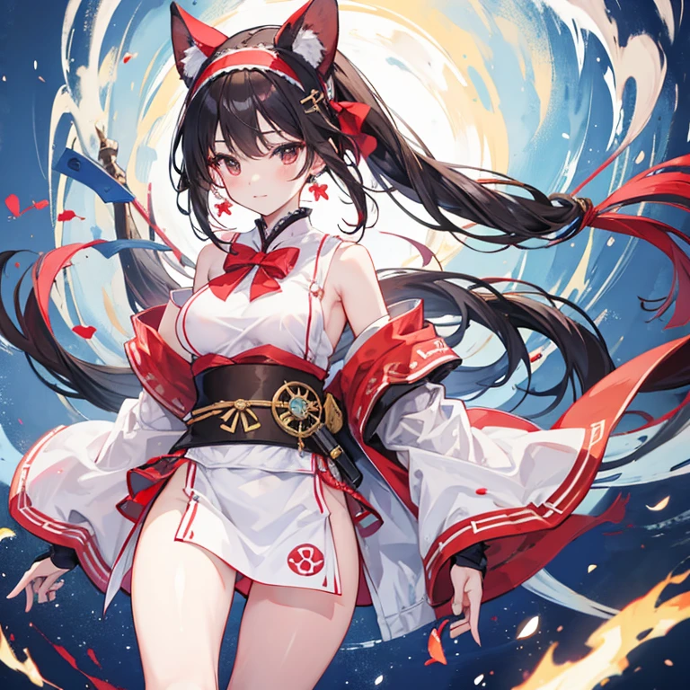 masutepiece, Fine detail, 4K, 8K, 12K, Solo, Solo, Beautiful Girl, caucasian female, Borei Reimu, A dark-haired, Red Eyes, tears、 Big breasts, cleavage,worn-out、ripped clothing、Shredded clothes、You can see your bare skin、Hand in the crotch、tatteredclothing、 Wings, nigh sky, Milky way, Starry sky
