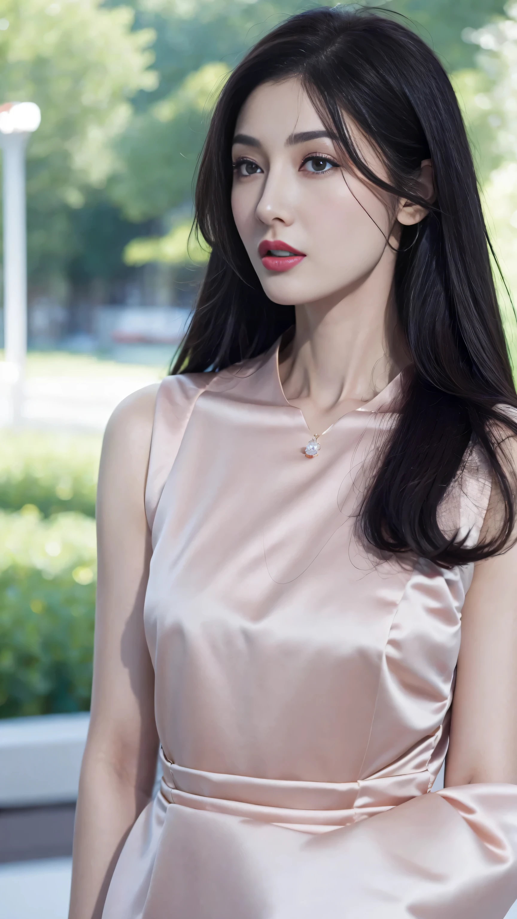 quality、ultra high resolution、(Reality:1.4)、cinematic,charming beauty, look at the audience、Facial details are delicate，Delicate eyes、long hair、thin、charming look、(cosmetic:0.3)、red lips、(Urzan-6500-v1.1:0.3)