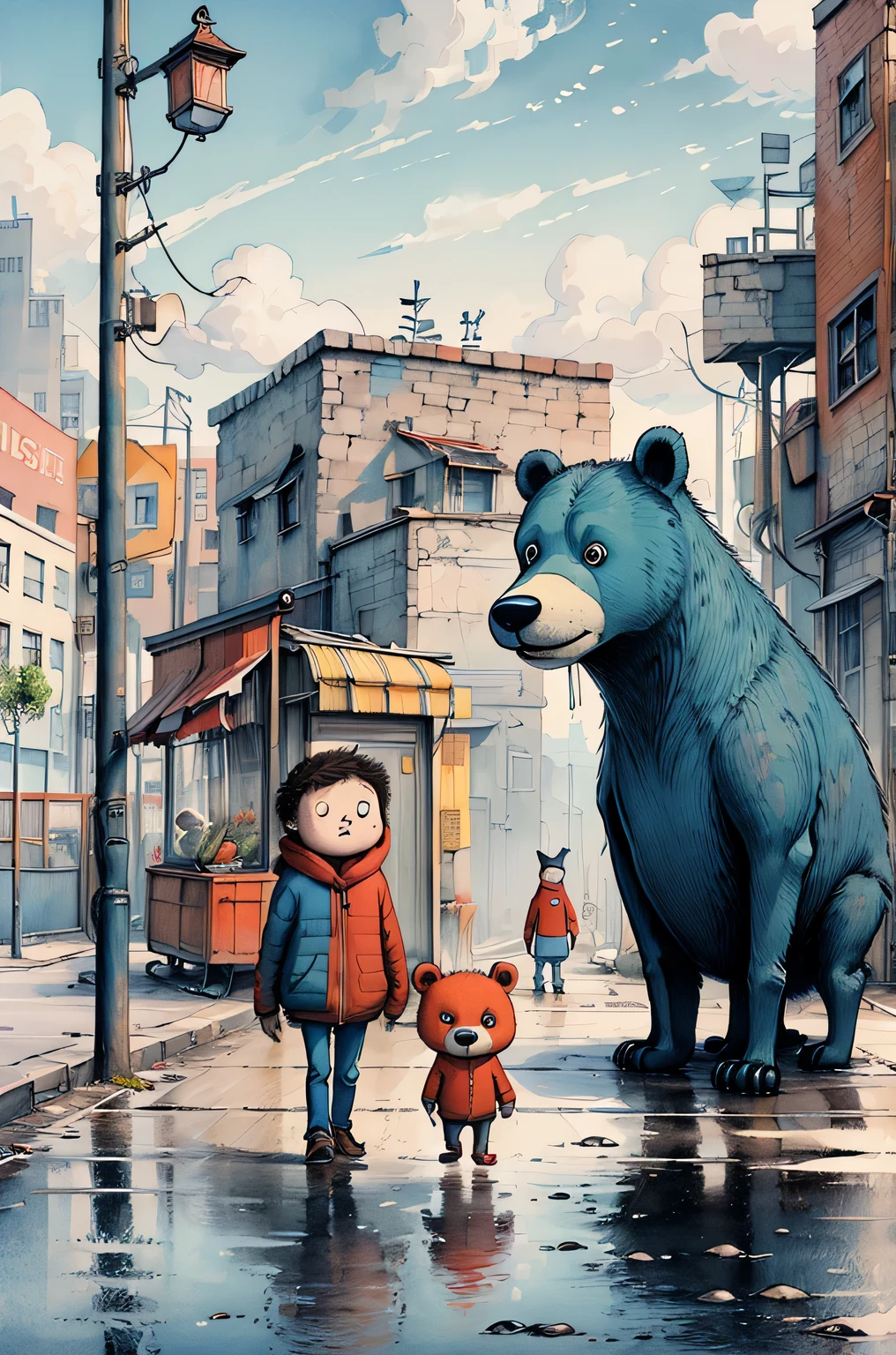 masterpiece,best quality, bear and cute girl ,tonghuazhen, Ultra high definition、muste piece、top quality、