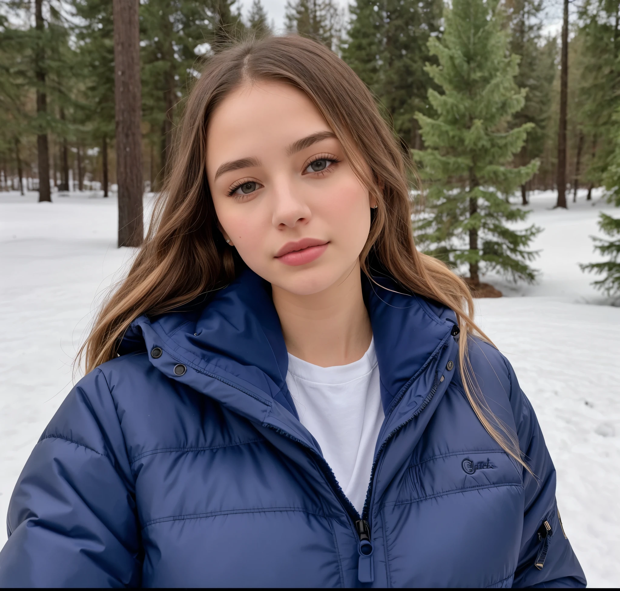 arafed woman in a blue jacket standing na neve, Retrato de Sophie Mudd, just snow in the background, headshot Foto do perfil, Foto do perfil, na neve, taken at the beginning of 2020, Kailee Mandel, Noelle Stevenson, Emily Rajtkowski, na frente de um fundo de floresta, alexa grace, coberto de neve