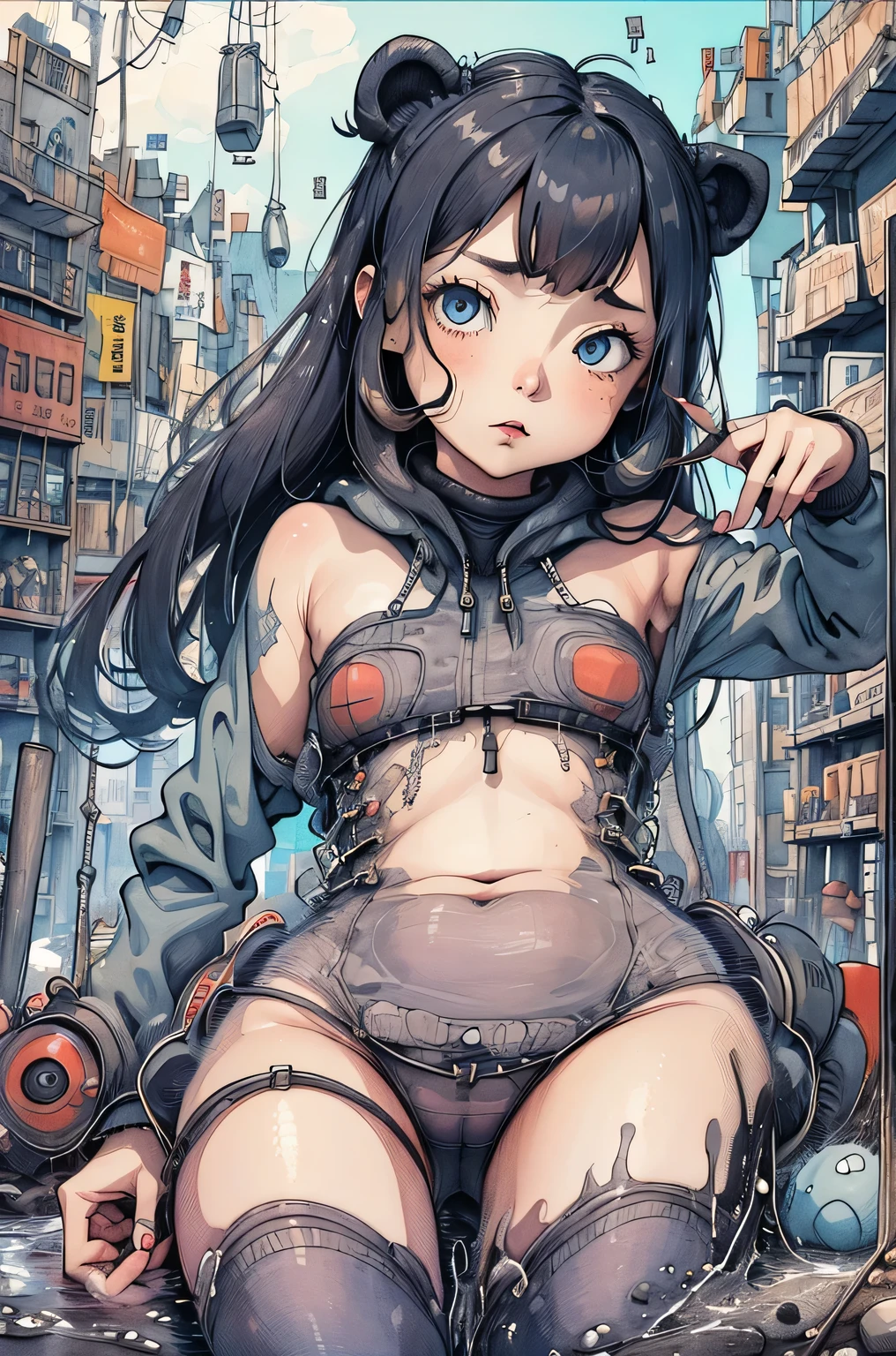 masterpiece,best quality, bear and cute girl ,tonghuazhen, Ultra high definition、muste piece、top quality、