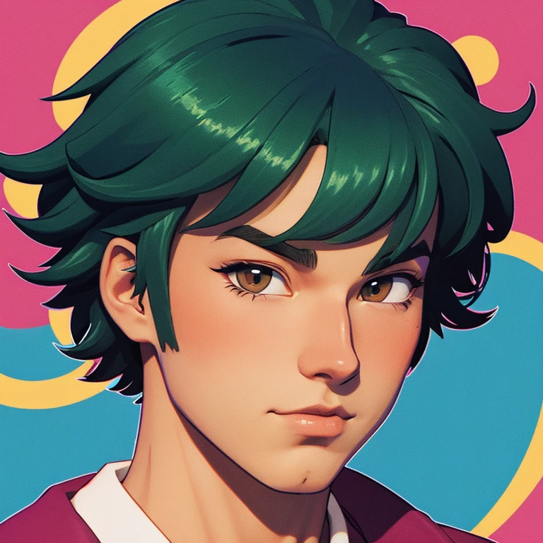 retro cartoon boy looking at camera