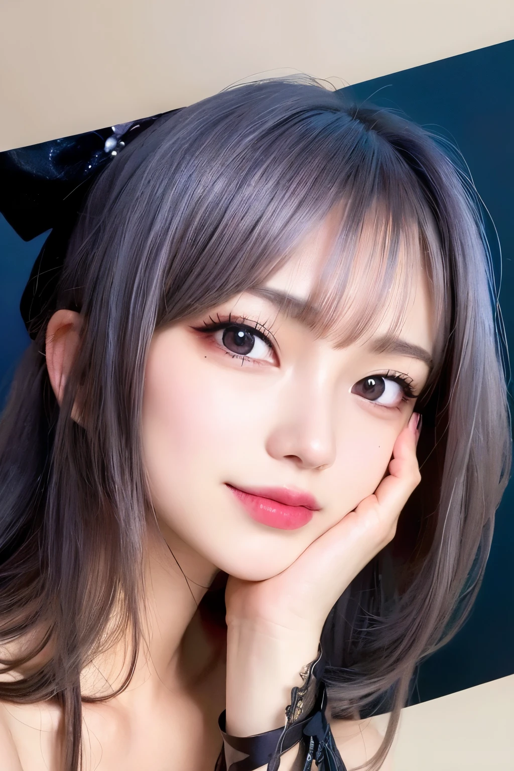 A close up of a woman with long hair and a black top - SeaArt AI